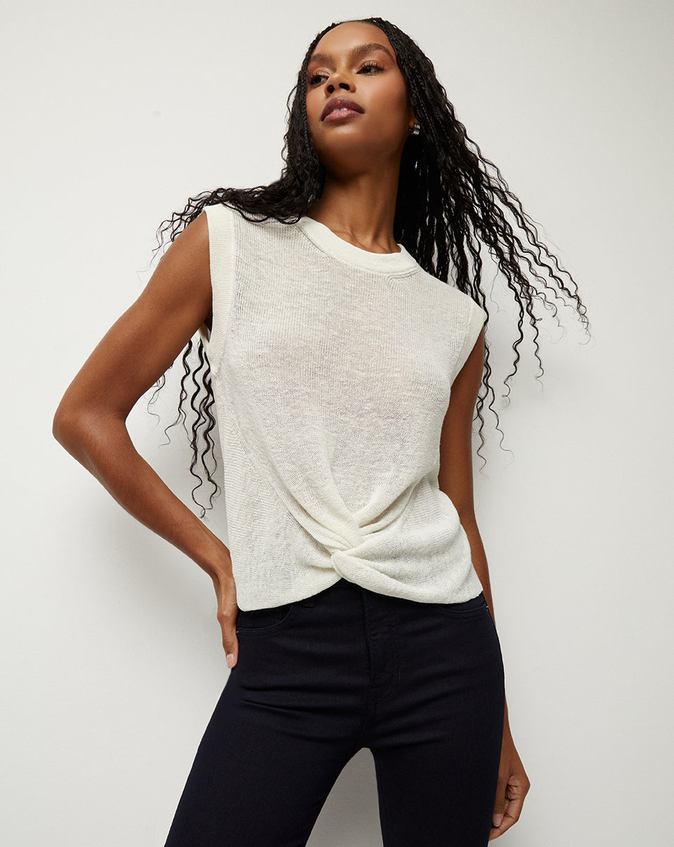 Linen-Blend Twist-Front Sweater | Kellen