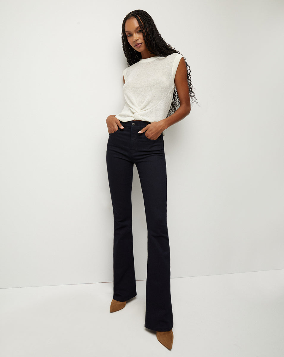 High-Rise Skinny-Flare Jeans in Dark Wash | Beverly