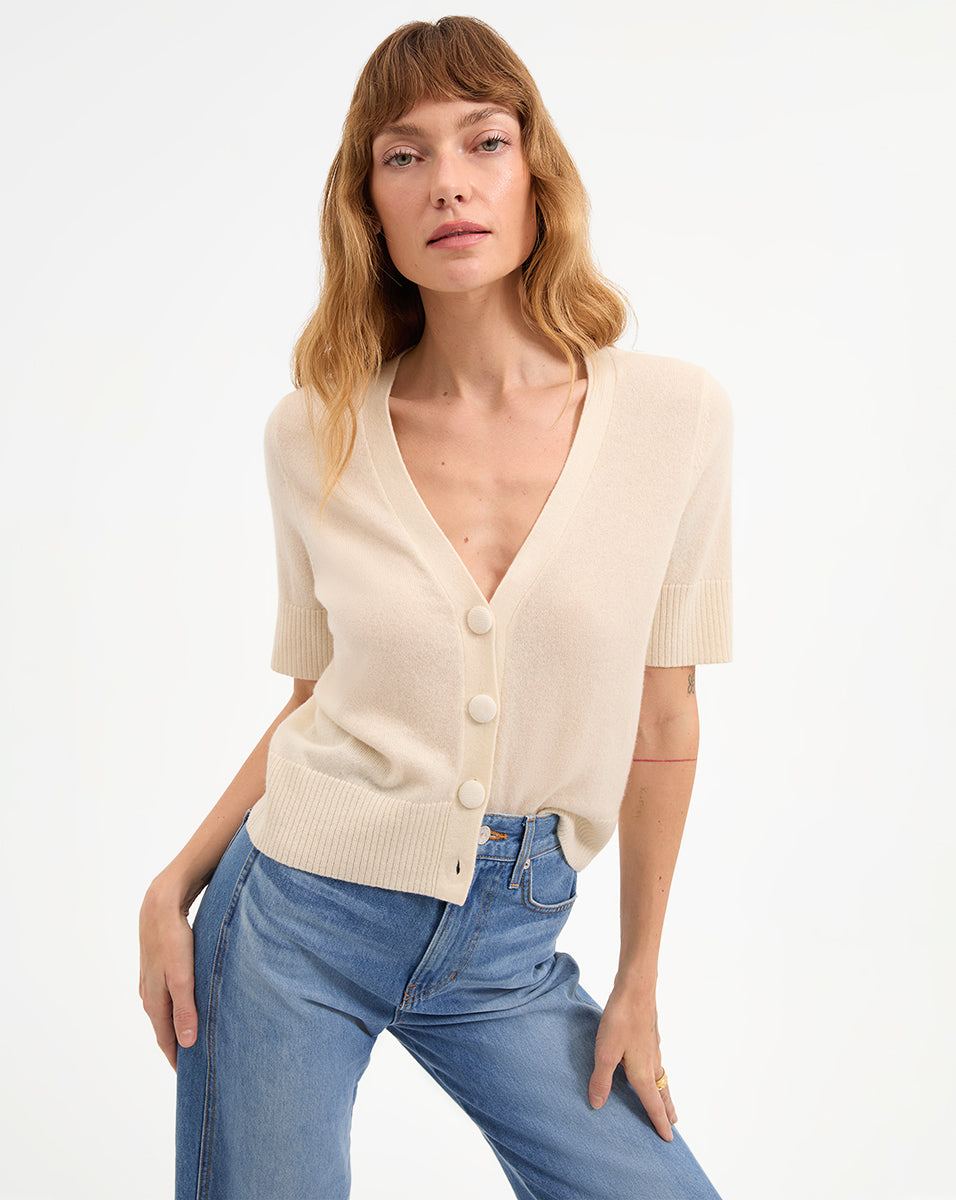 Short Sleeve Cashmere Cardigan for Women | Solene