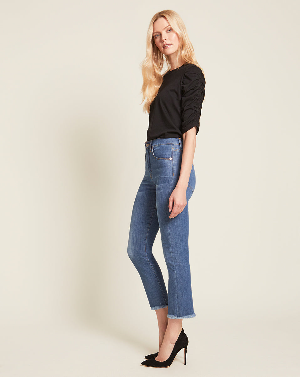 Ruched-Sleeve Cotton T-Shirt for Women | Waldorf
