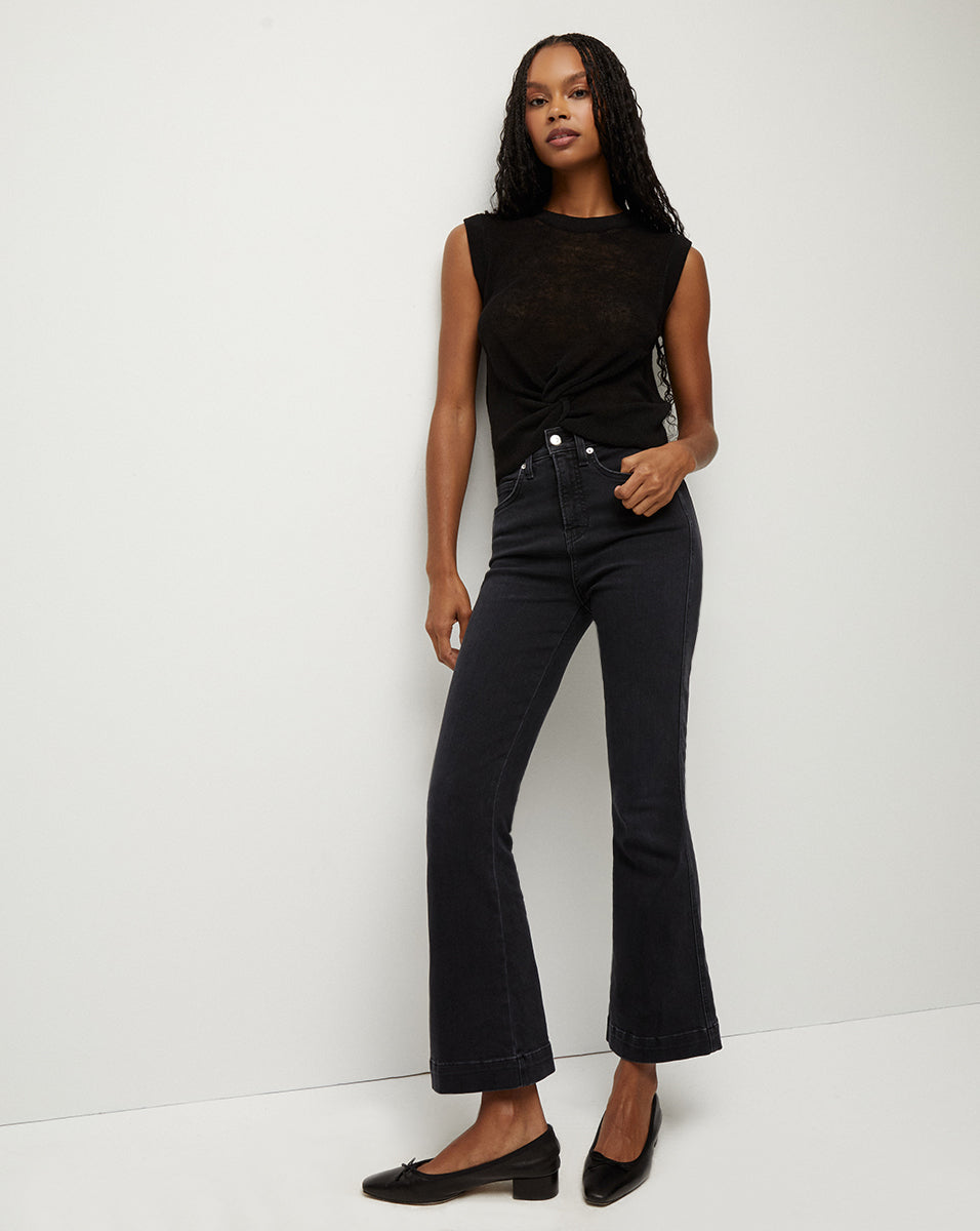 High-Rise Kick-Flare Jeans in Classic Black Wash | Carson