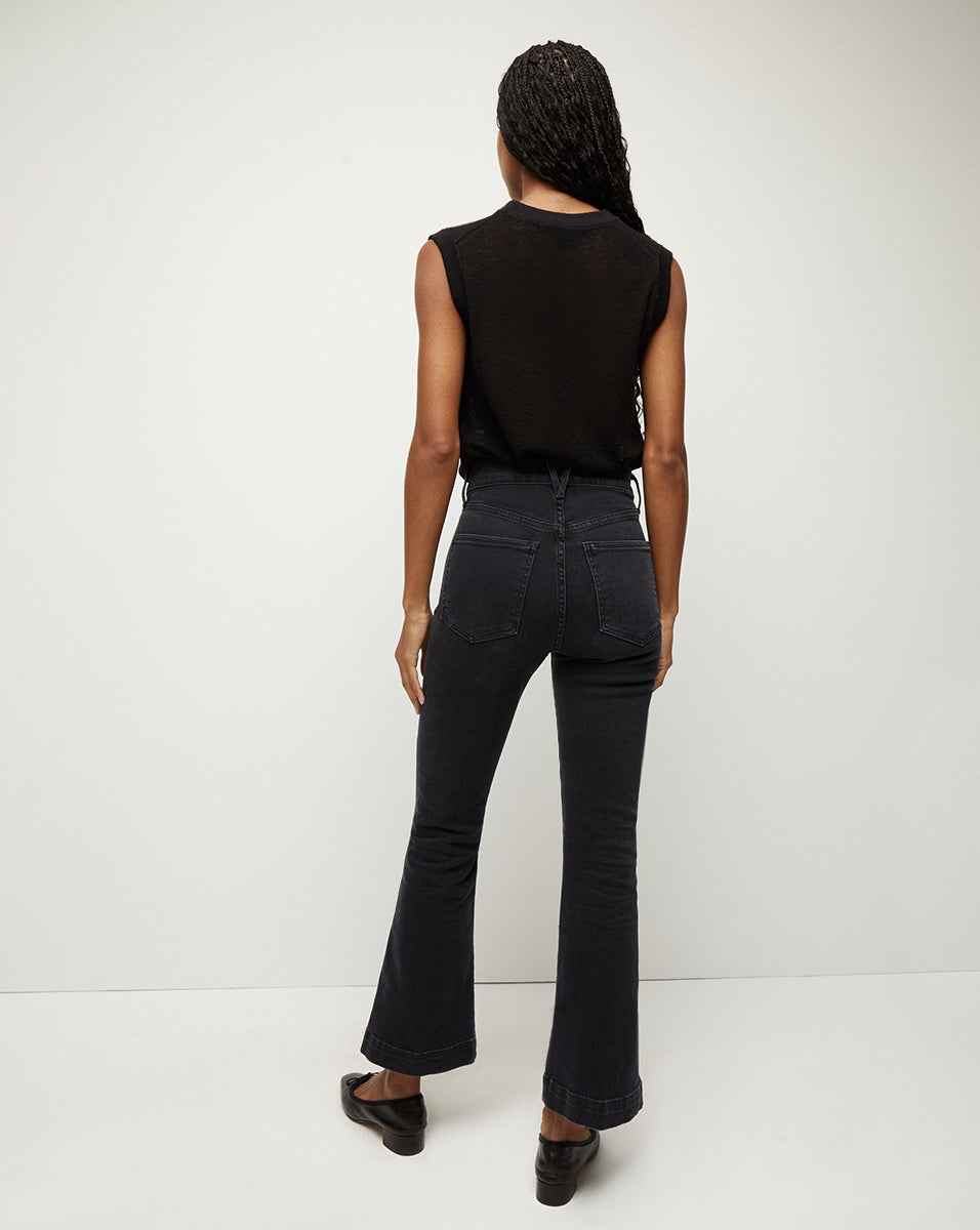 High-Rise Kick-Flare Jeans in Classic Black Wash | Carson