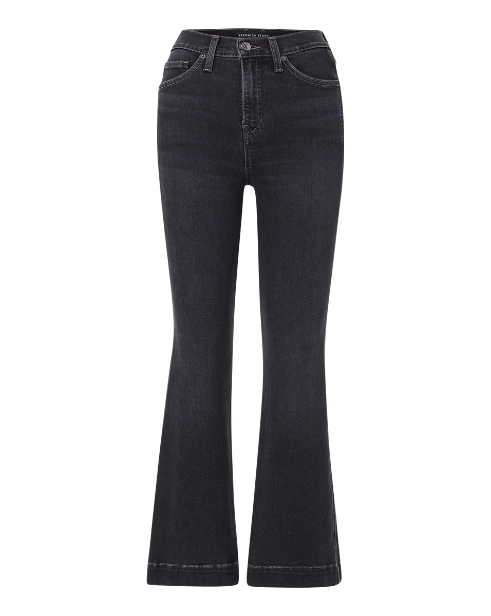 High-Rise Kick-Flare Jeans in Classic Black Wash | Carson