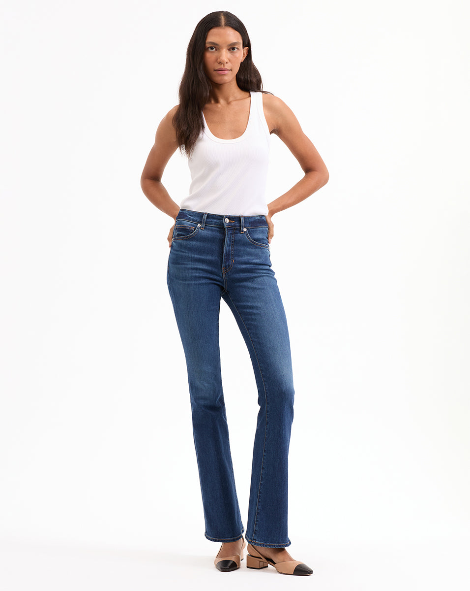 High-Rise Skinny-Flare Jeans in Dark Wash | Beverly