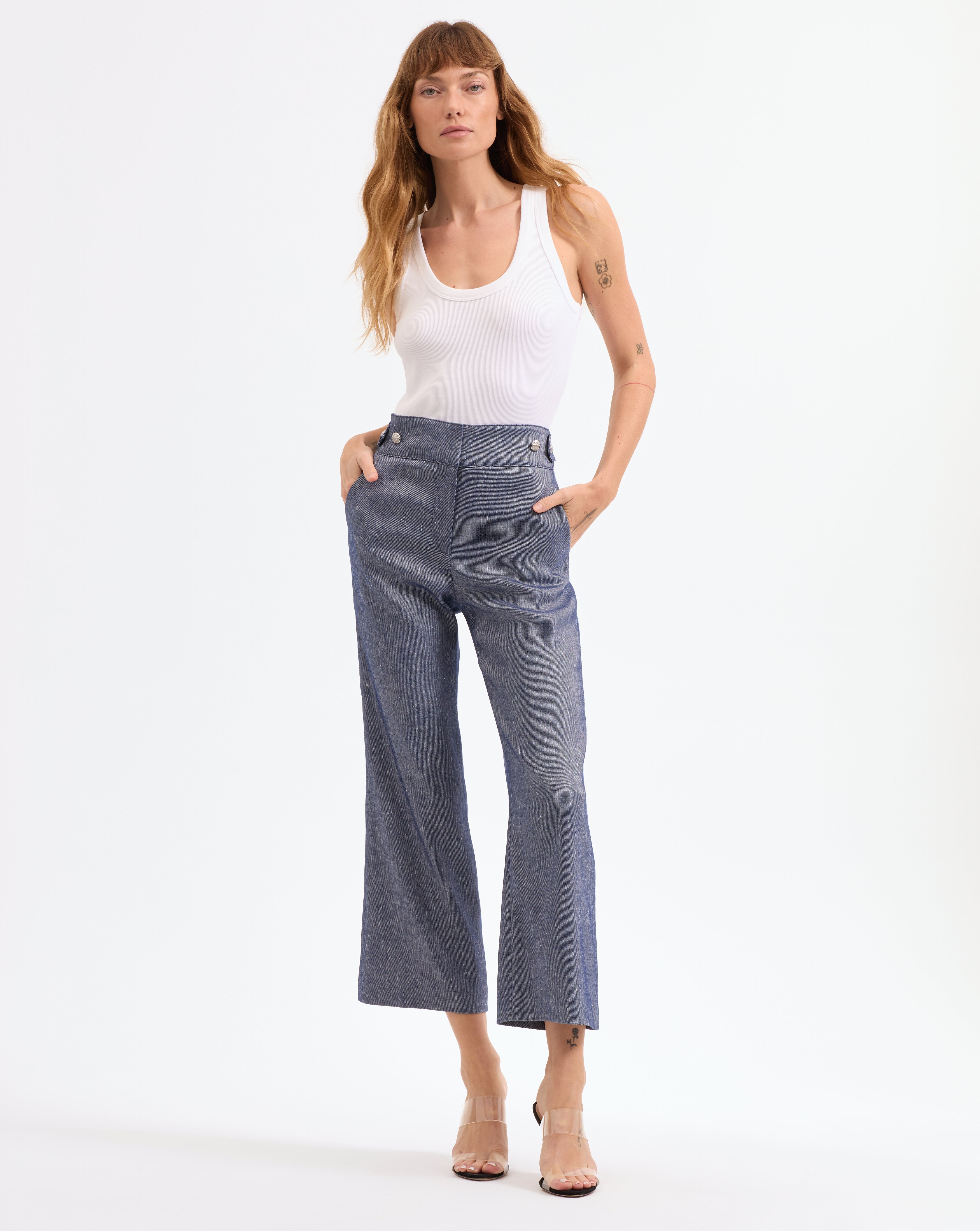 Breathable Linen Cropped Pants for Women | Aubrie Wide-Leg Pant