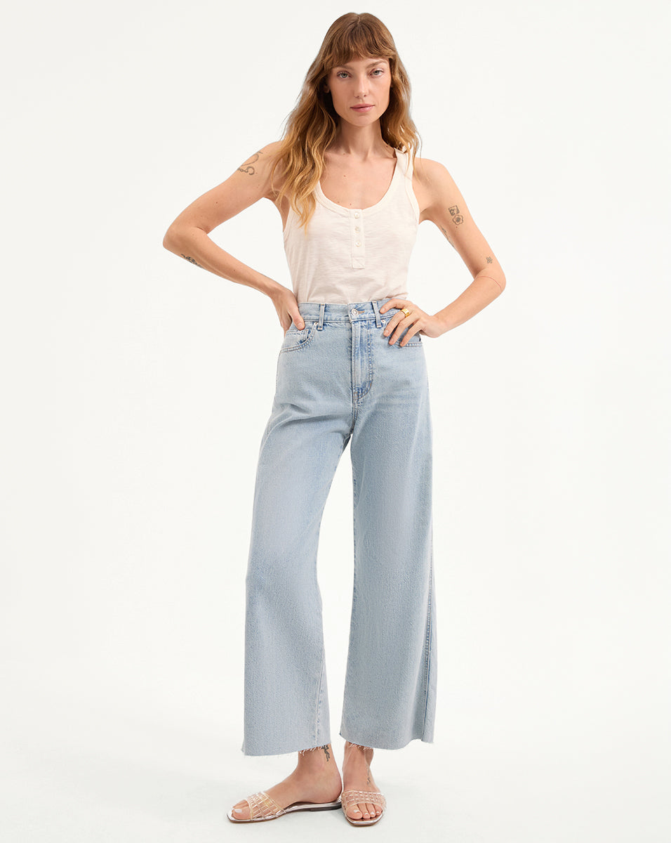 White Cropped Wide-Leg Jeans | High-Rise Japanese Denim | Taylor