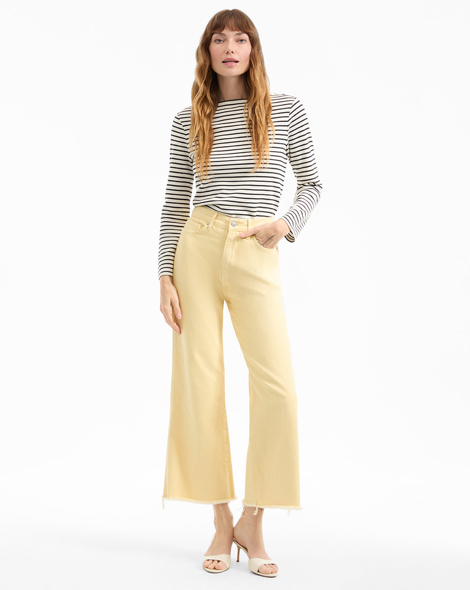 White Cropped Wide-Leg Jeans | High-Rise Japanese Denim | Taylor