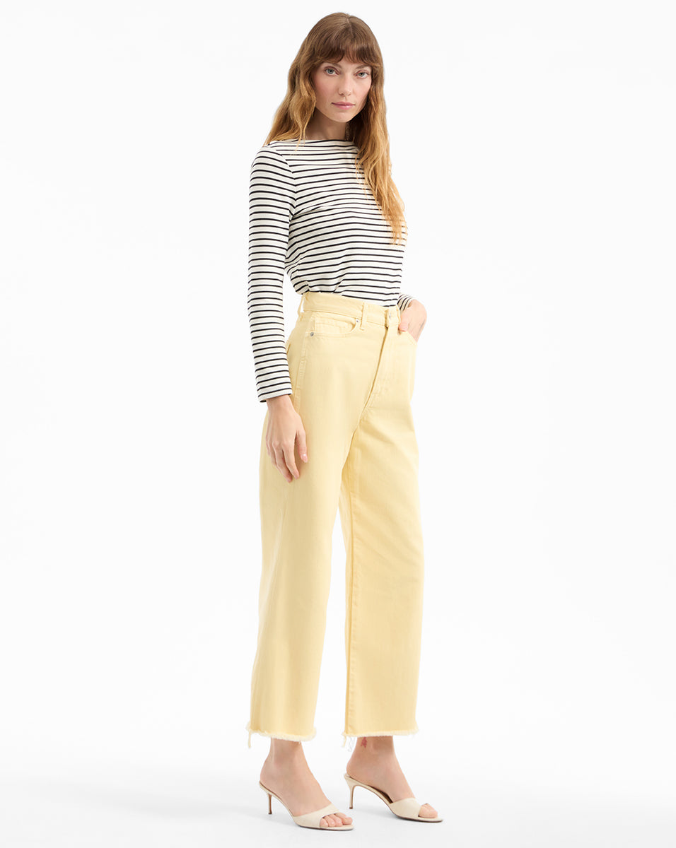 White Cropped Wide-Leg Jeans | High-Rise Japanese Denim | Taylor