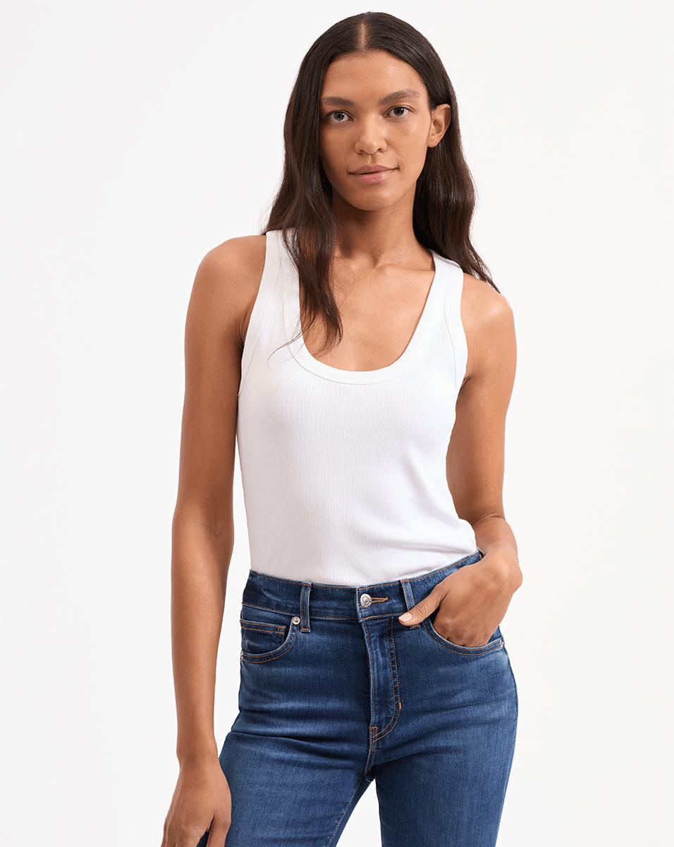 Ribbed Scoopneck Tank Top in Stretch Cotton | Birke