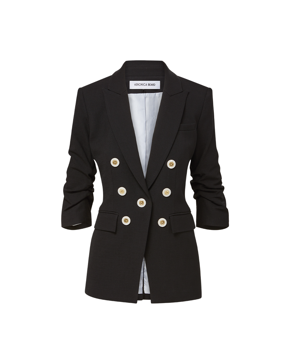 Tomi Dickey Jacket - Stretch Black Blazer with Pre-Ruched Sleeves | Made in USA