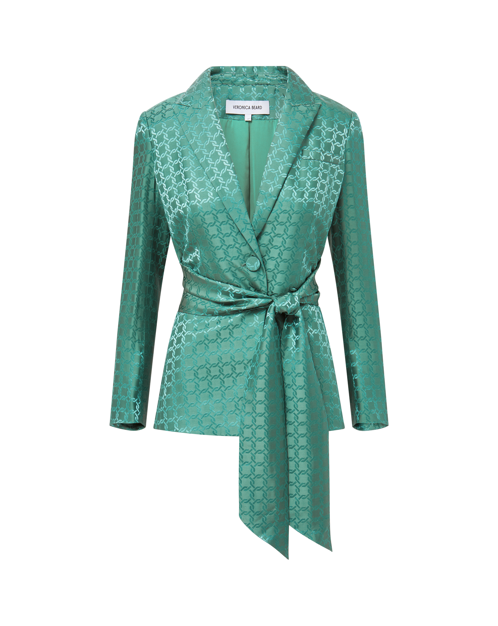 Wrap Blazer Jacket in Silk-Viscose Blend with Waist Tie | Issel