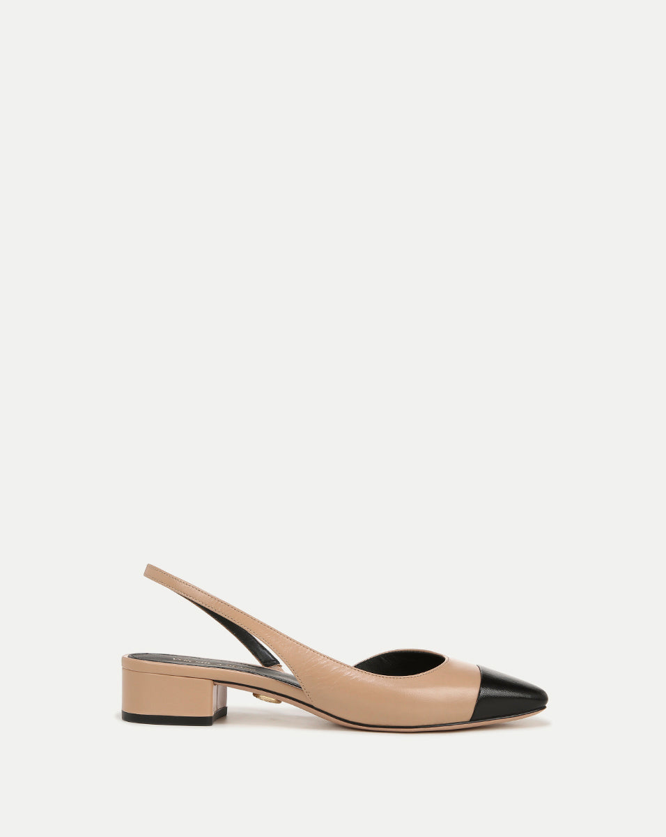 Leather Cap-Toe Slingback with Cushioned Footbed | Cecile