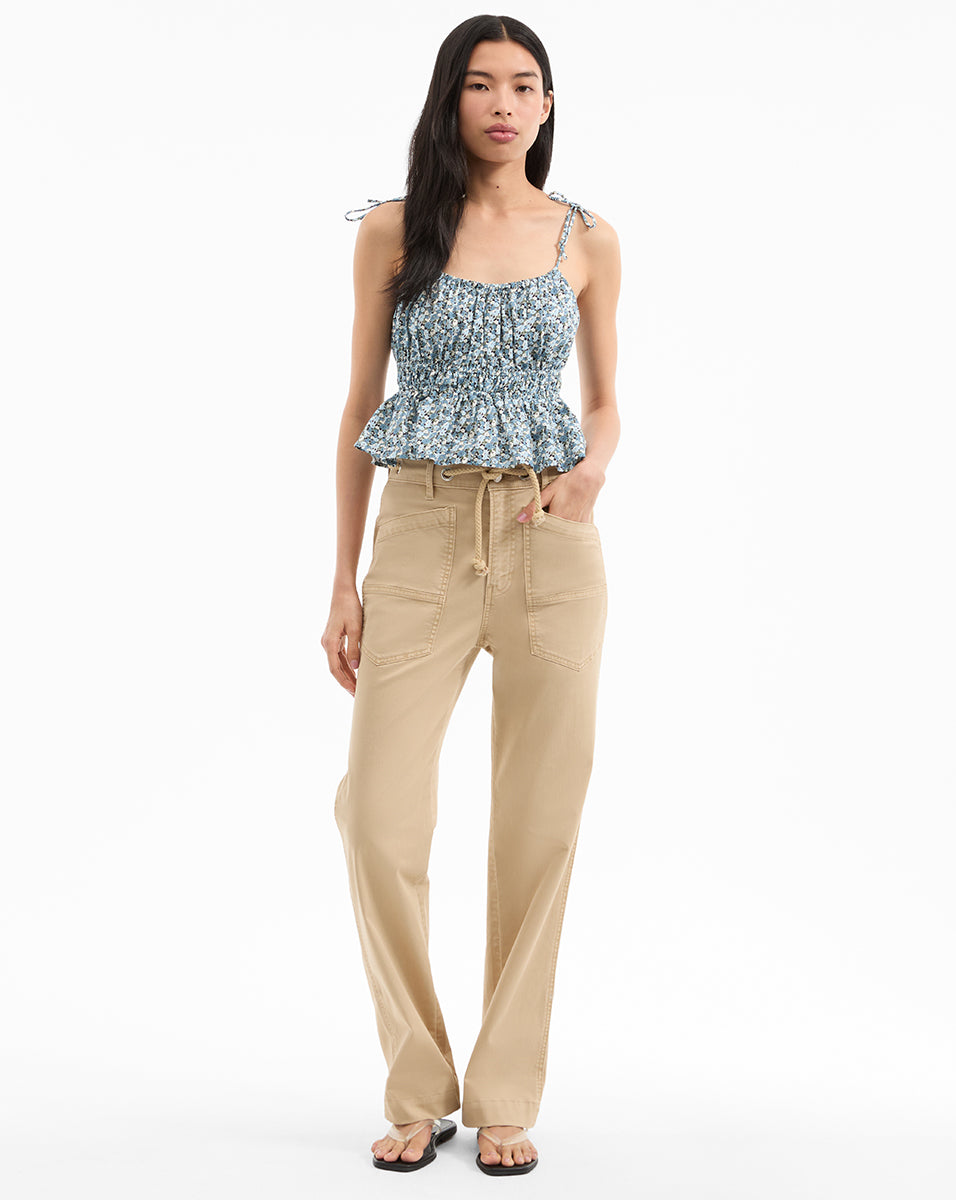 Floral Peplum Top with Adjustable Straps | Erving Cotton Voile