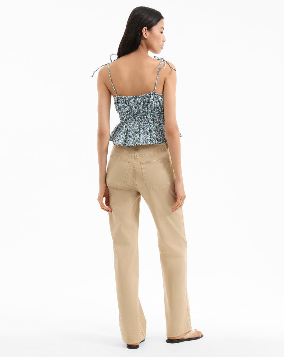 Floral Peplum Top with Adjustable Straps | Erving Cotton Voile