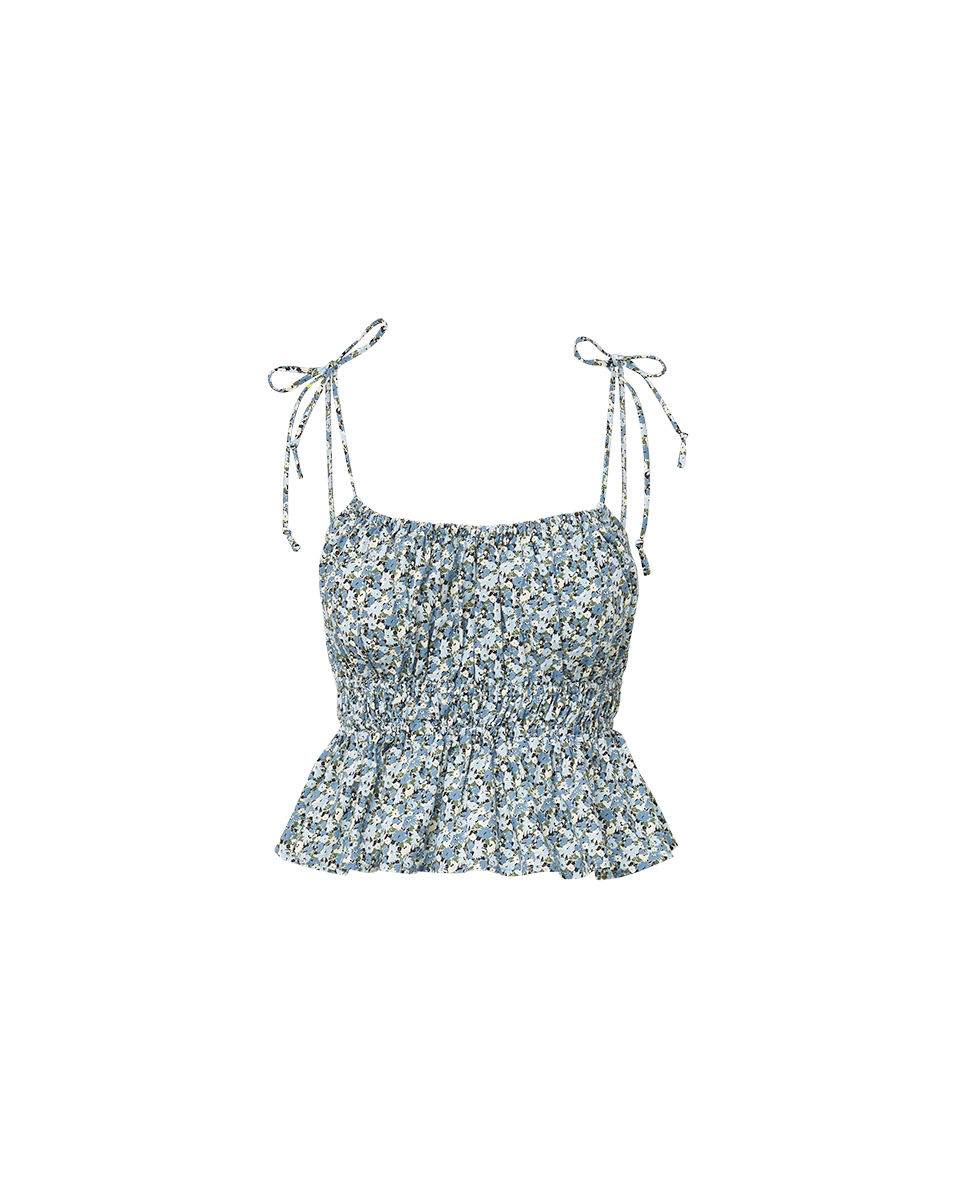 Floral Peplum Top with Adjustable Straps | Erving Cotton Voile