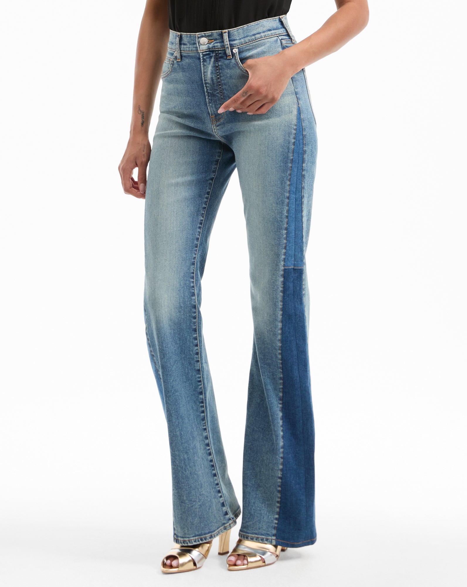 High-Rise Skinny-Flare Jeans in Classic Blue Wash | Beverly