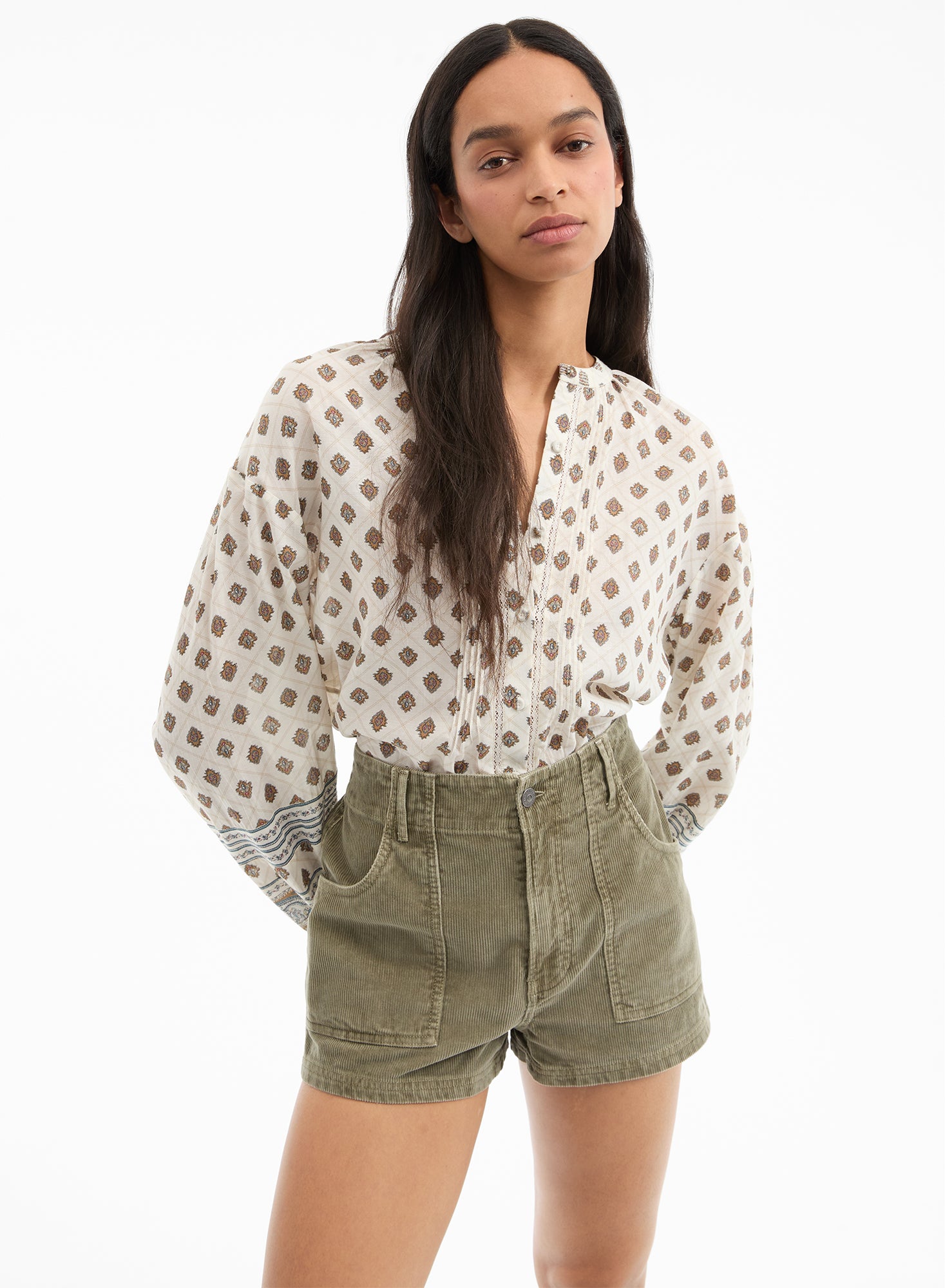 Paisley Button-Down Blouse | Bohemian Cotton Top for Women | Lollie
