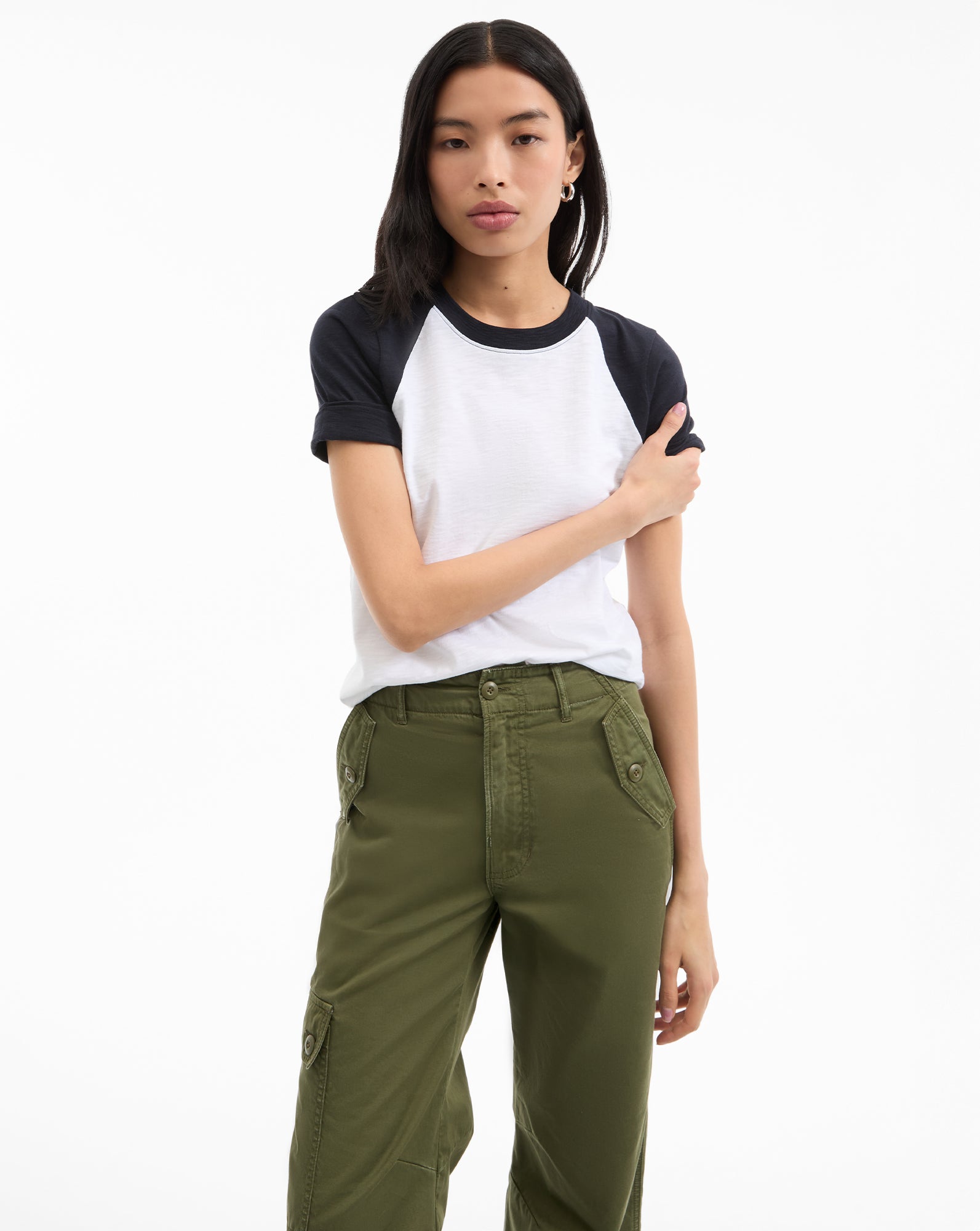 Women's Pima Cotton Baseball T-Shirt with Puffed Shoulders | Mason