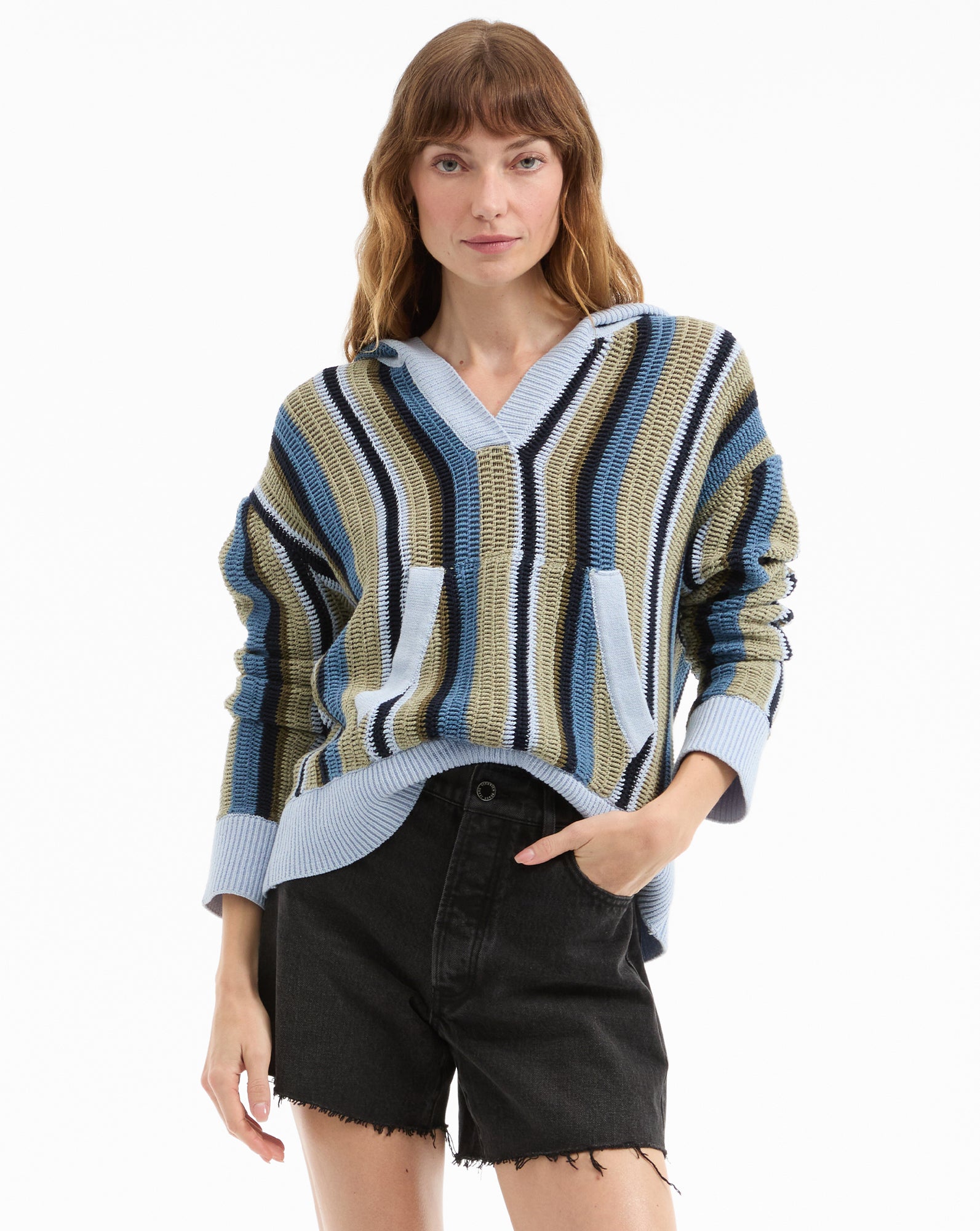 Oversized Knit Hoodie with Kangaroo Pocket | Daisha Bohemian Sweater