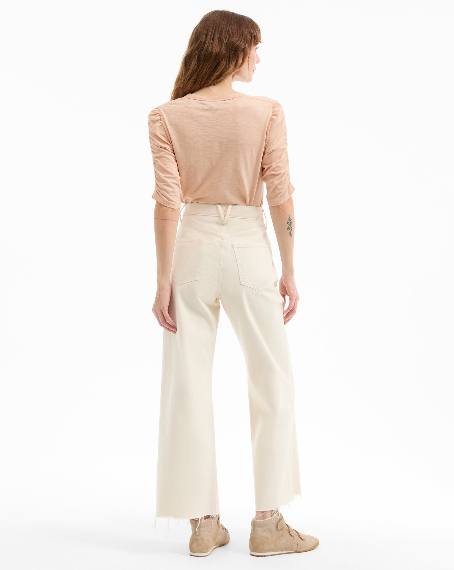 Ruched-Sleeve Cotton T-Shirt for Women | Waldorf