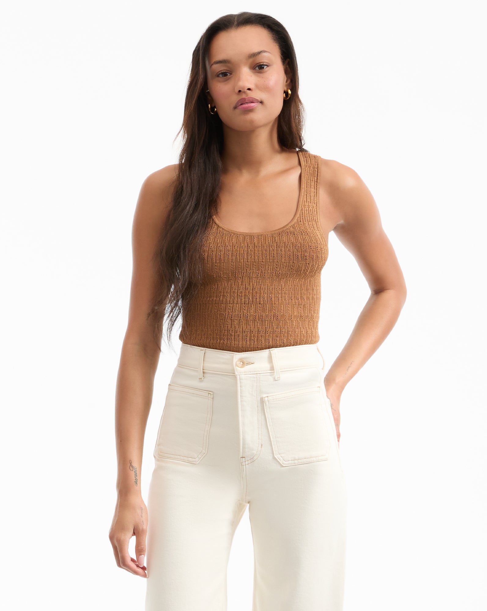 Ribbed Knit Tank Top for Women | Sandra Scoop Neck Summer Top