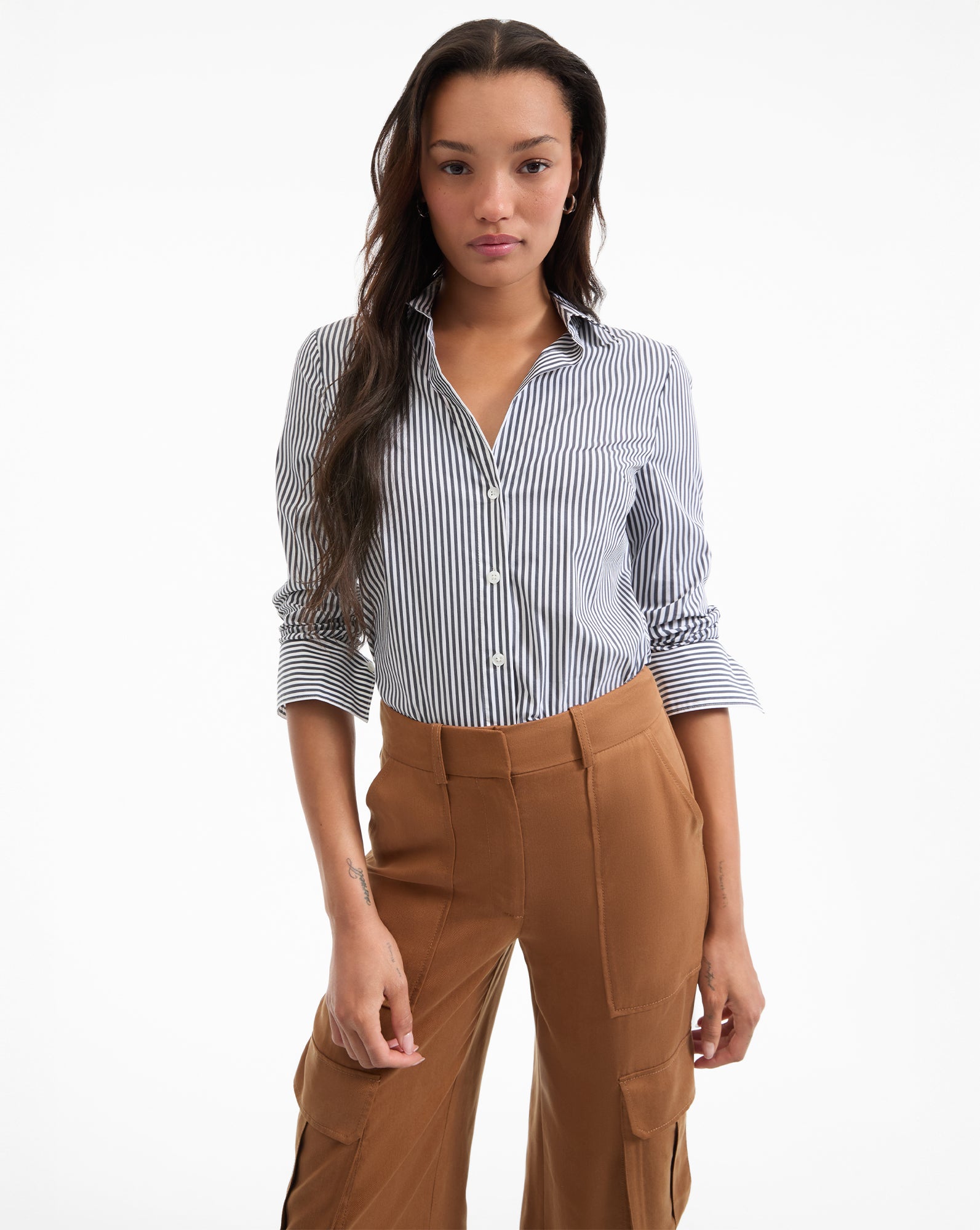 Classic Striped Button-Down Shirt with Stretch | Amelia