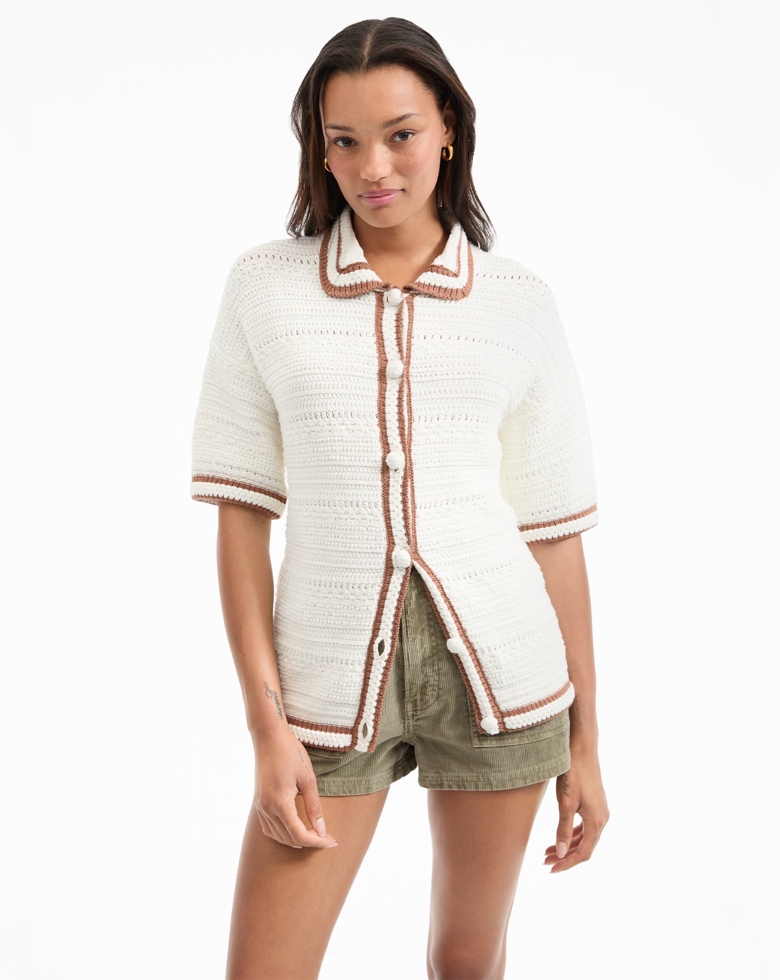 Lightweight Cotton Cardigan with Half Sleeves | Jadine
