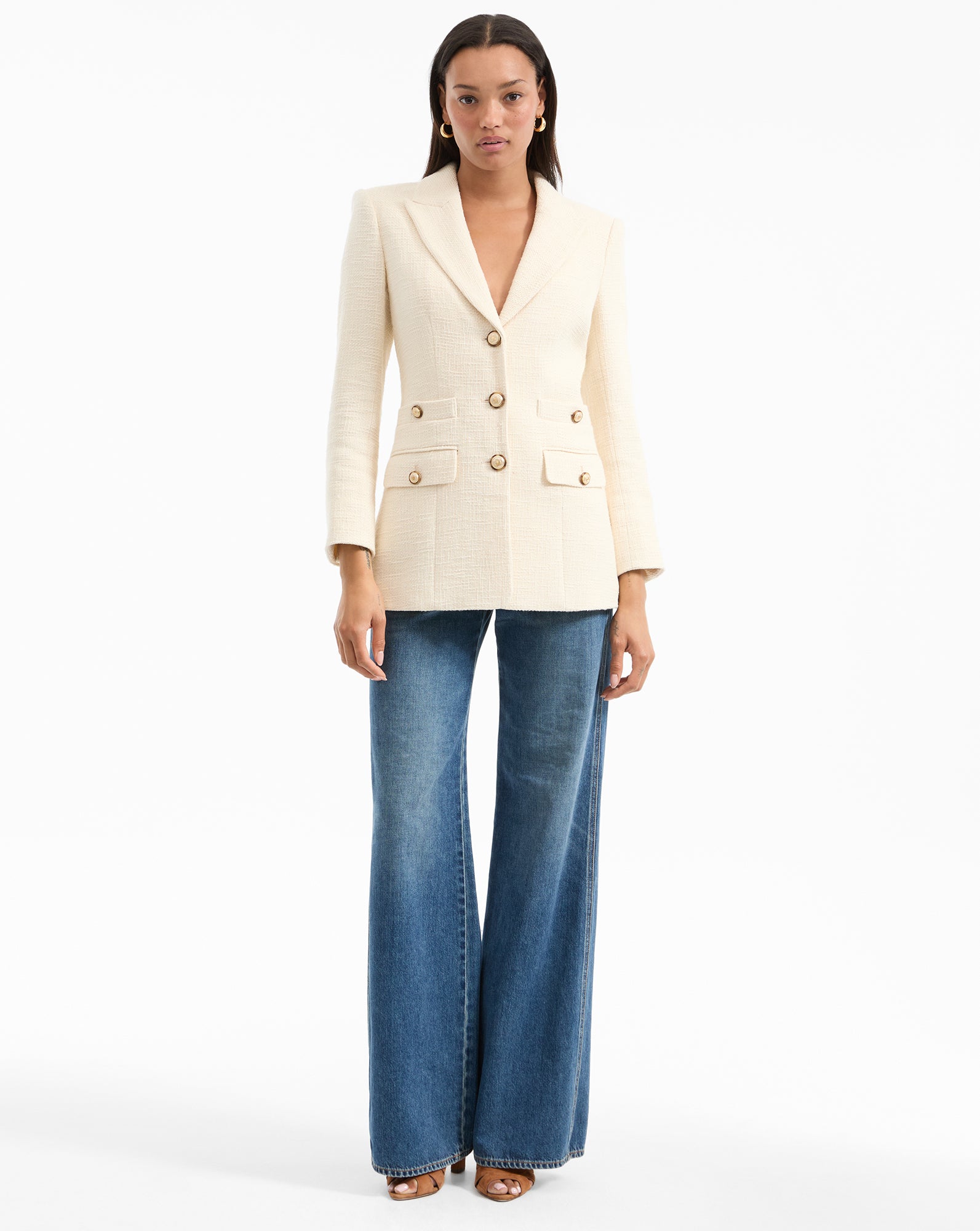 Tailored Cotton Dickey Jacket with Pearl Buttons | Terre