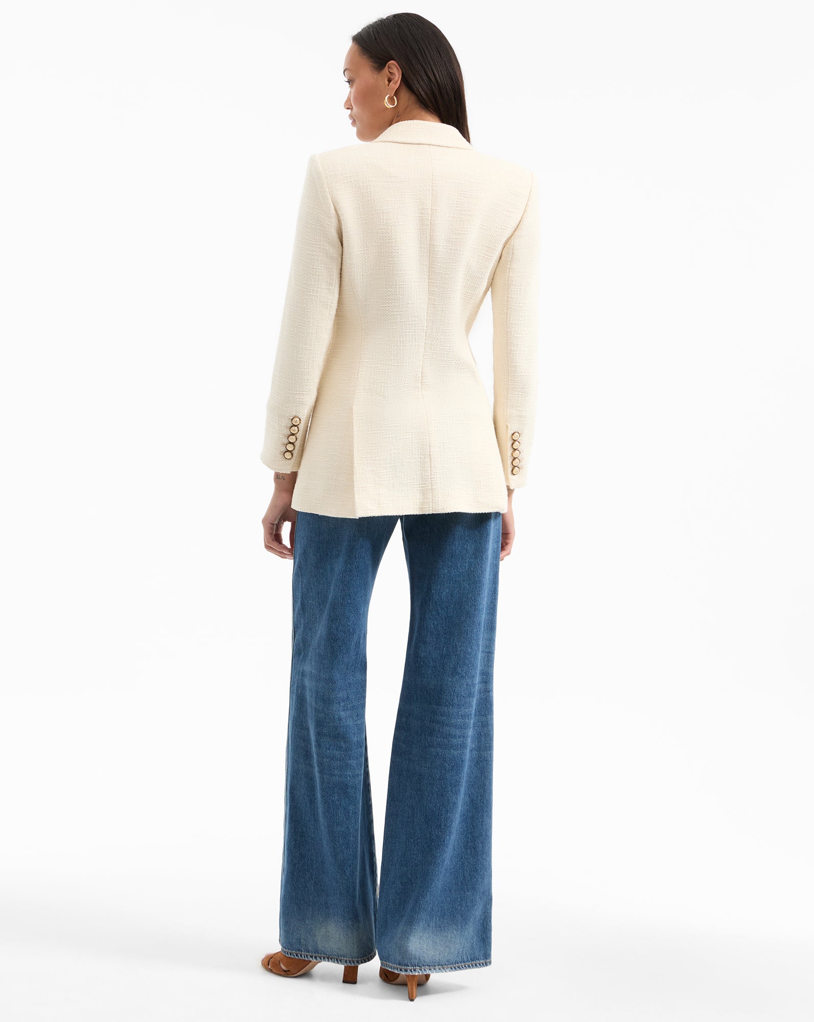 Tailored Cotton Dickey Jacket with Pearl Buttons | Terre