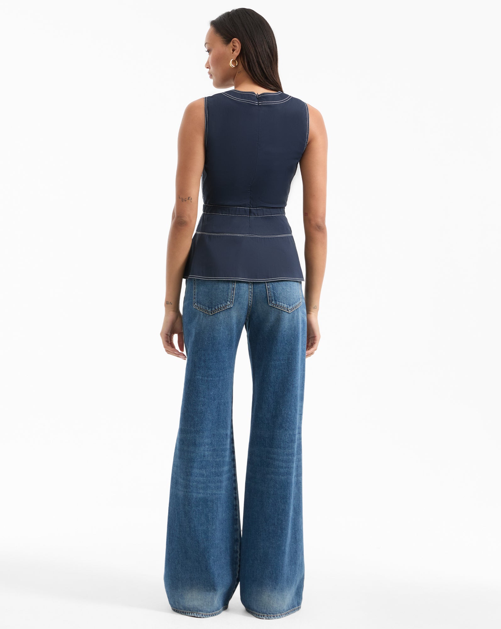 Belted Peplum Top with V-Neck & Cinched Waist | Nickleby