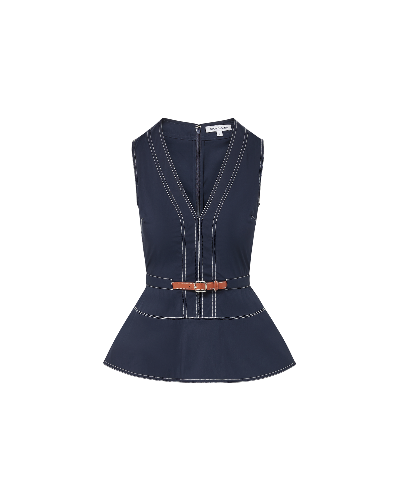 Belted Peplum Top with V-Neck & Cinched Waist | Nickleby