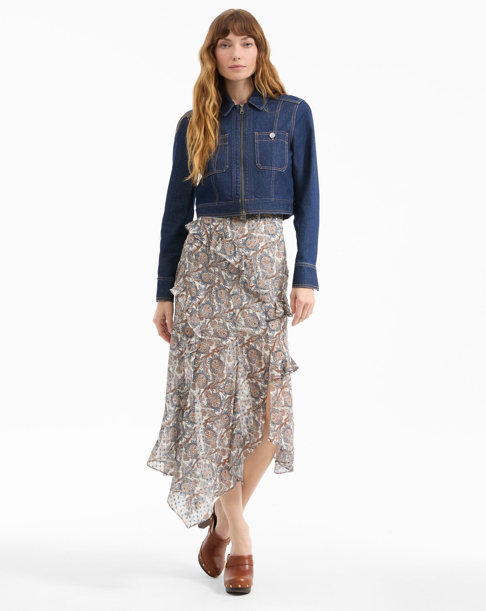 Cropped Denim Jacket in Dark Indigo | Non-Stretch Japanese Cotton