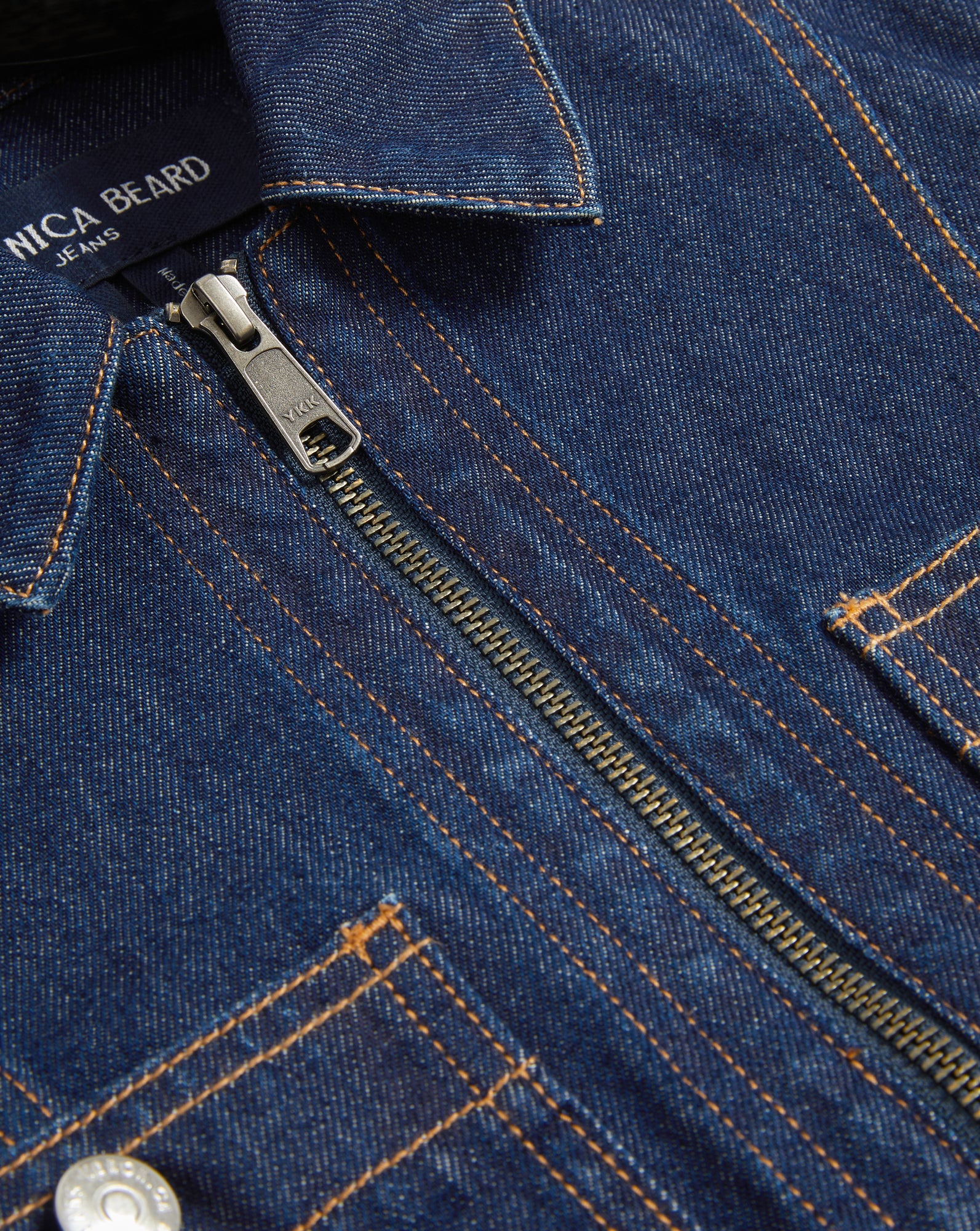 Cropped Denim Jacket in Dark Indigo | Non-Stretch Japanese Cotton