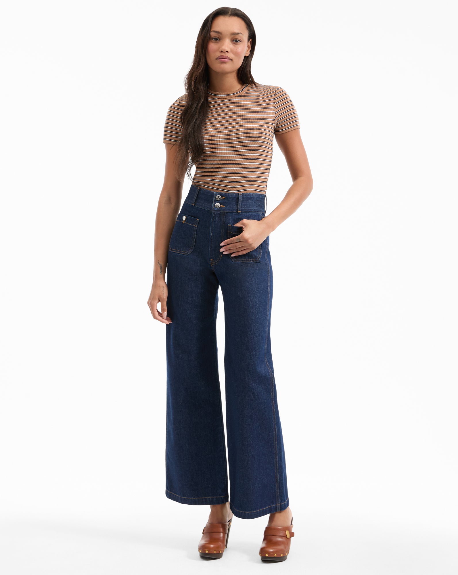 Wide-Leg High-Rise Jeans with Patch Pockets | Taylor Denim