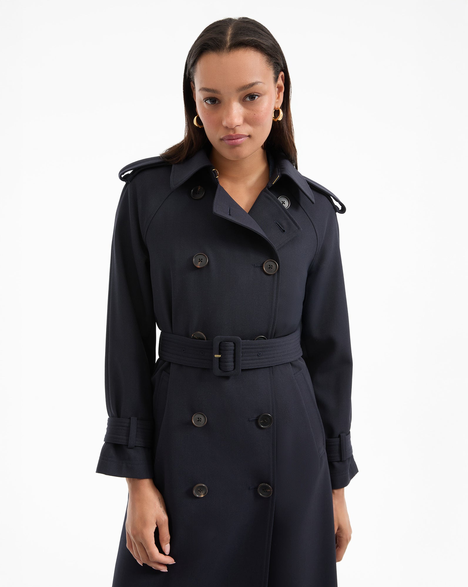 Navy Wool Trench Coat for Men with Removable Belt | Conneley Dickey