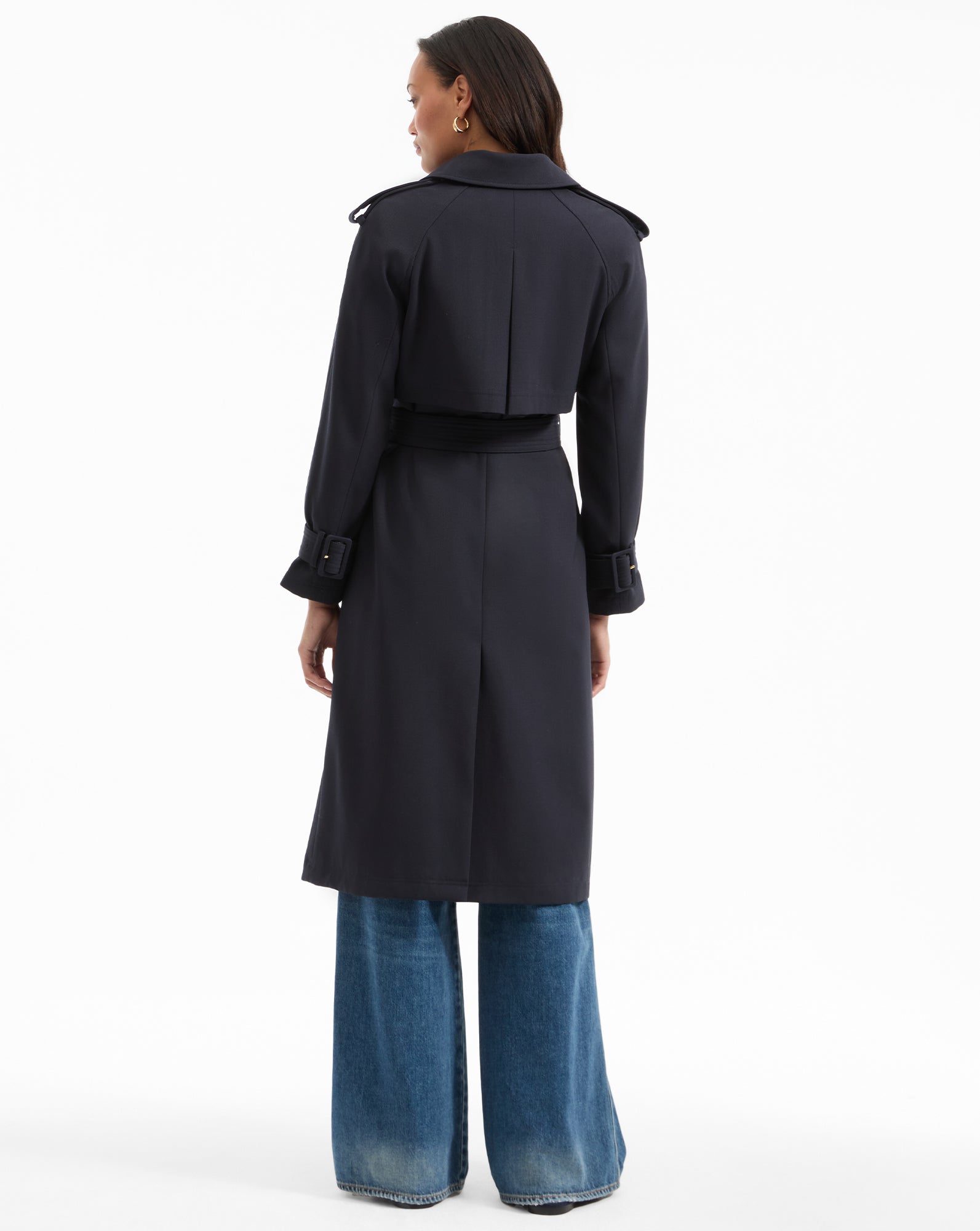 Navy Wool Trench Coat for Men with Removable Belt | Conneley Dickey