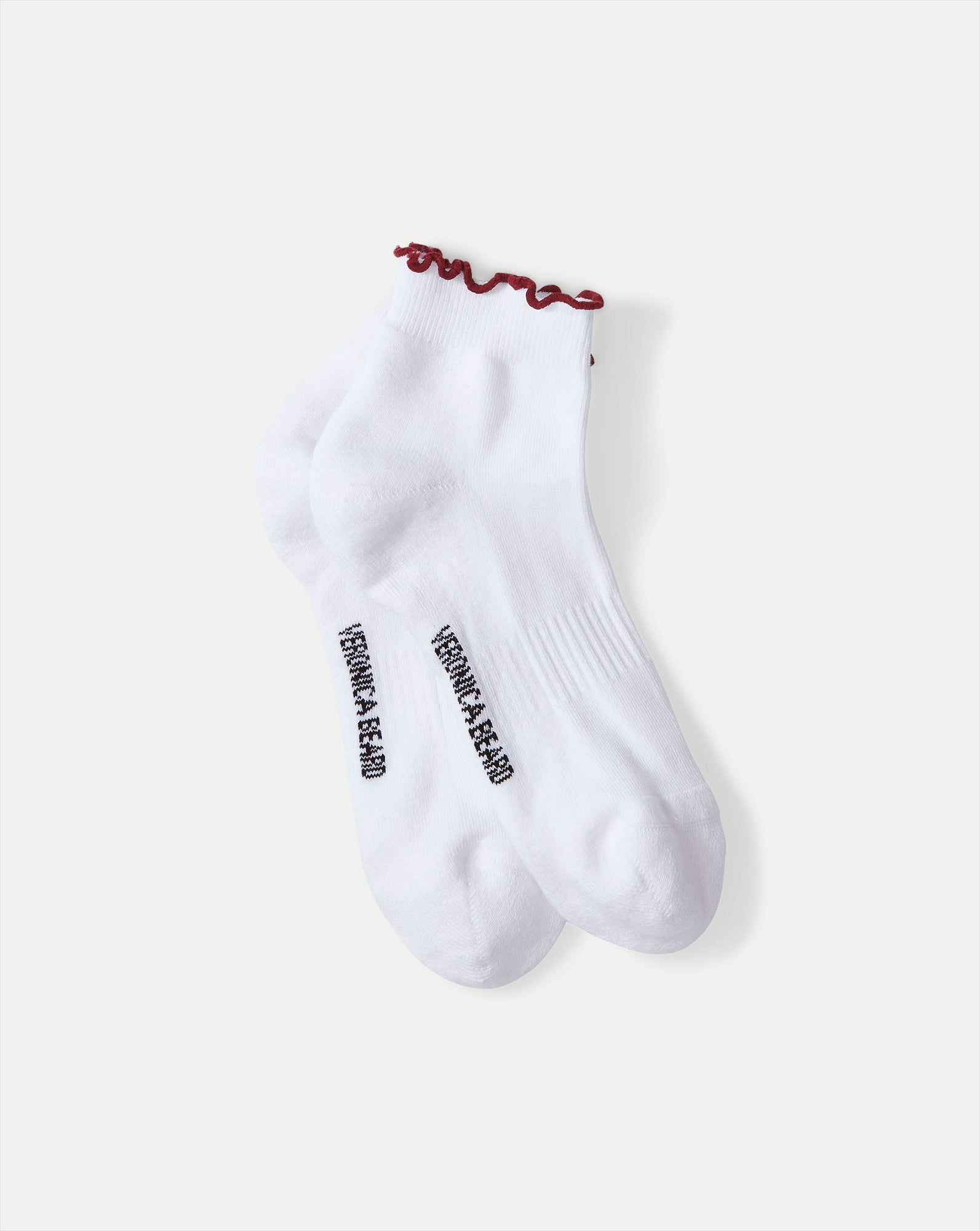 Ruffle Crew Socks with Burgundy Piping | Elizabeth Reid