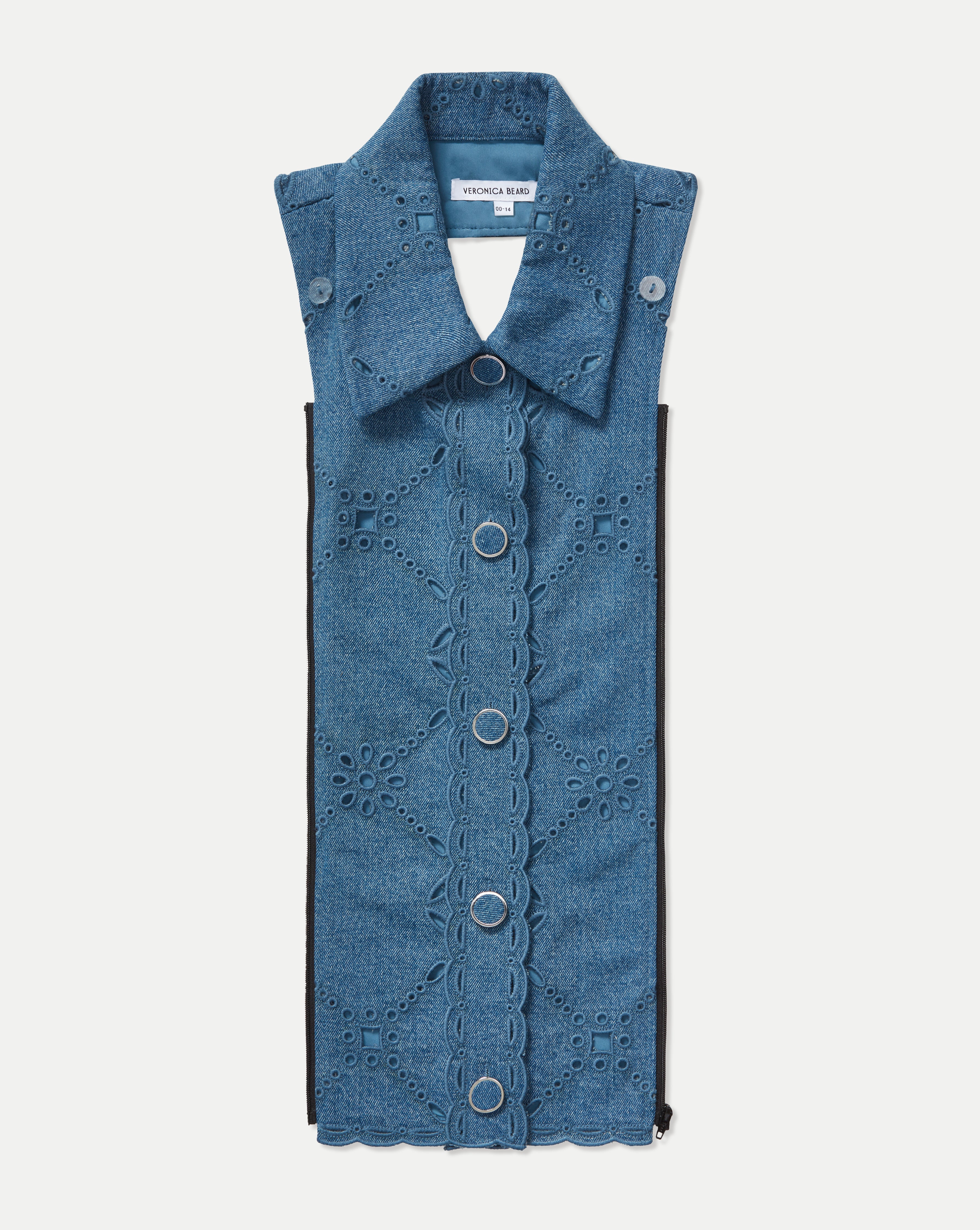 Denim Dickey with Wide Collar & Eyelet Details | Gretel