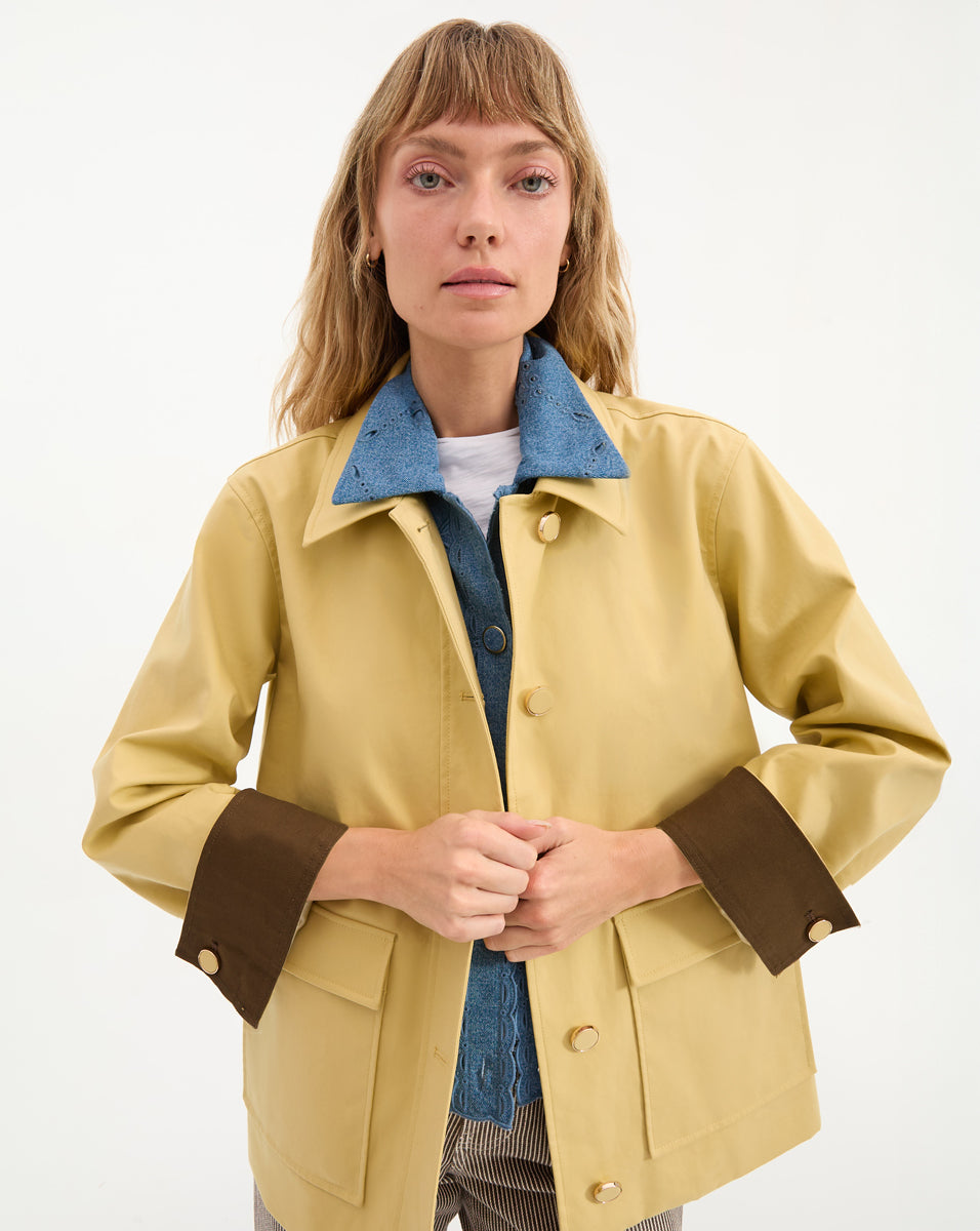 Denim Dickey with Wide Collar & Eyelet Details | Gretel