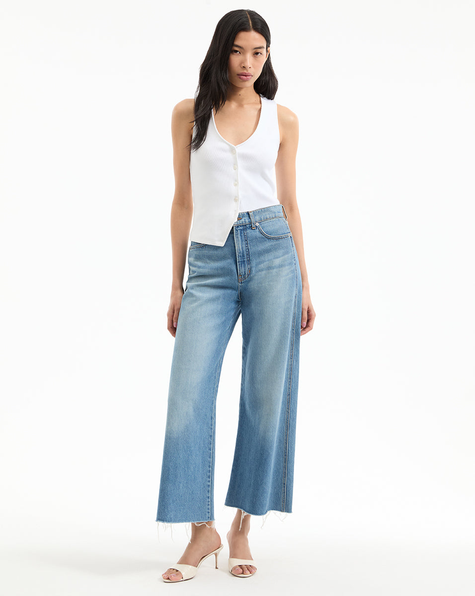 White Cropped Wide-Leg Jeans | High-Rise Japanese Denim | Taylor
