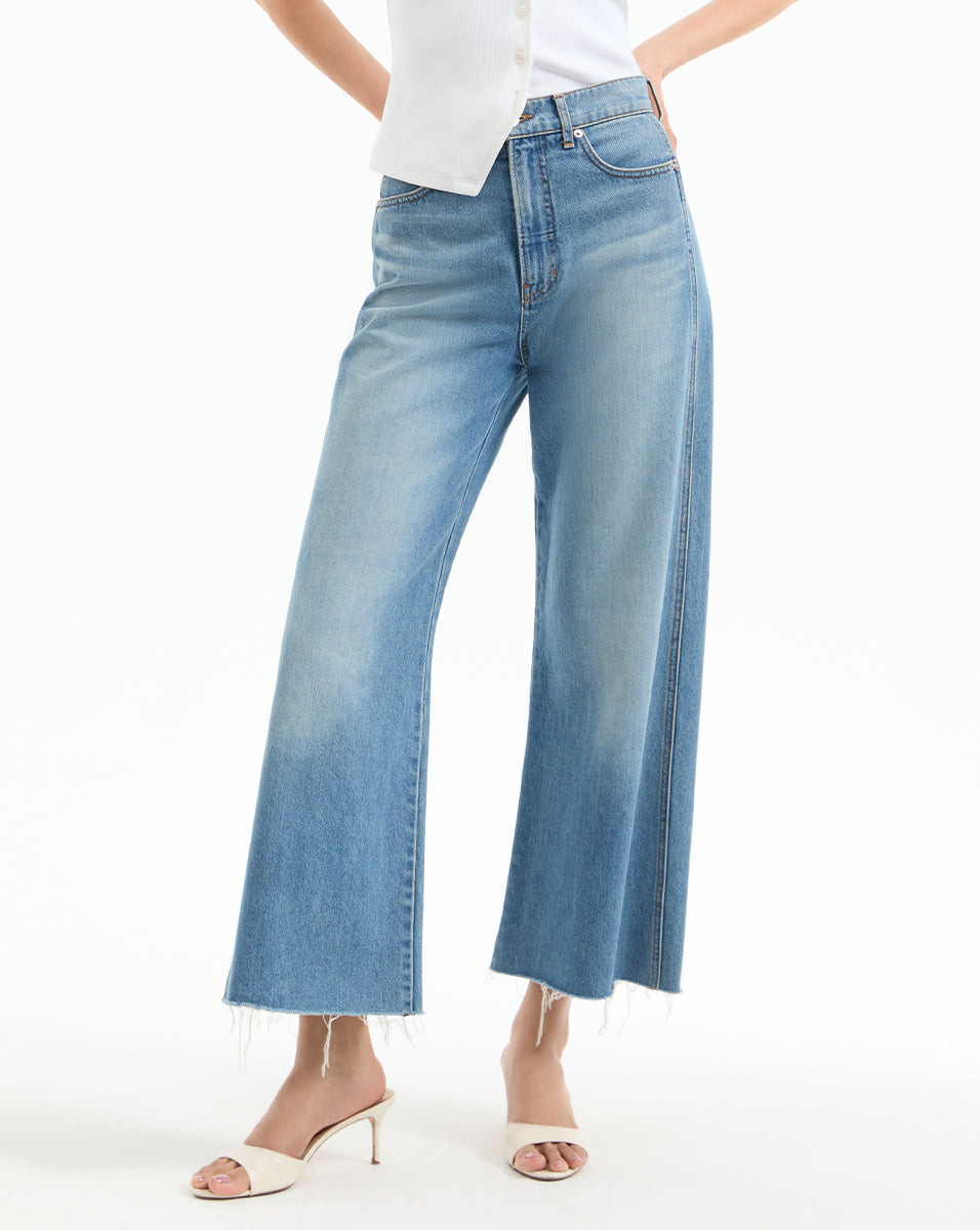 White Cropped Wide-Leg Jeans | High-Rise Japanese Denim | Taylor