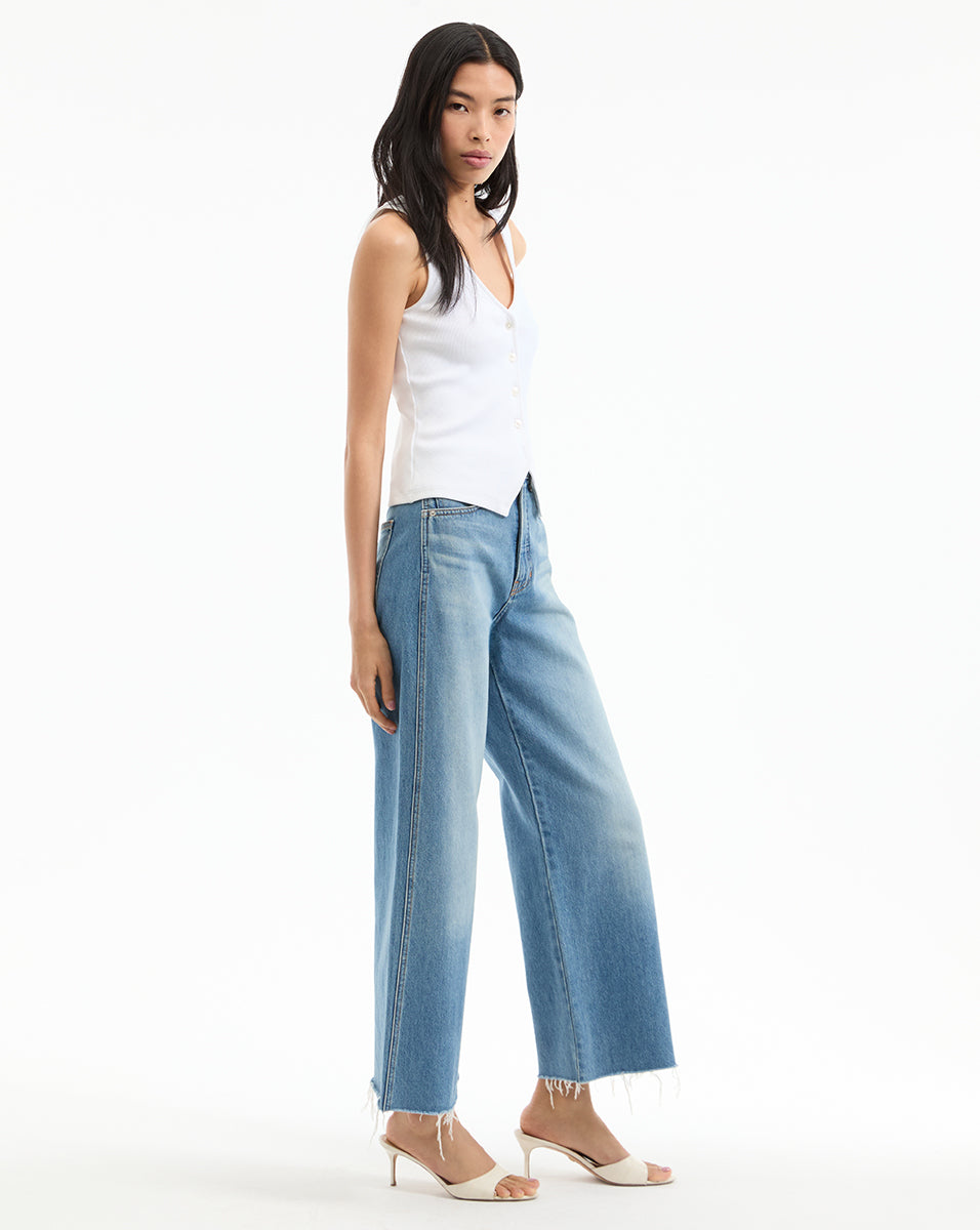 White Cropped Wide-Leg Jeans | High-Rise Japanese Denim | Taylor