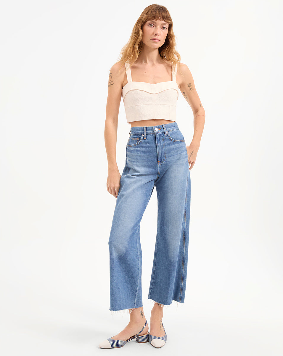 White Cropped Wide-Leg Jeans | High-Rise Japanese Denim | Taylor