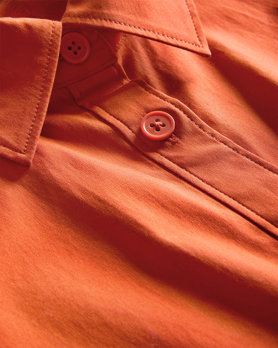 Flattering Coral Shirtdress with Ruching & Cap Sleeves | Talulah