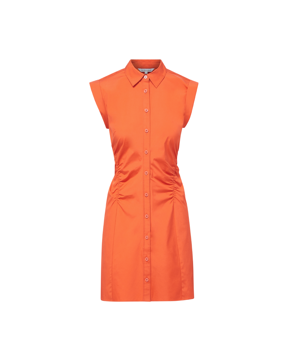 Flattering Coral Shirtdress with Ruching & Cap Sleeves | Talulah