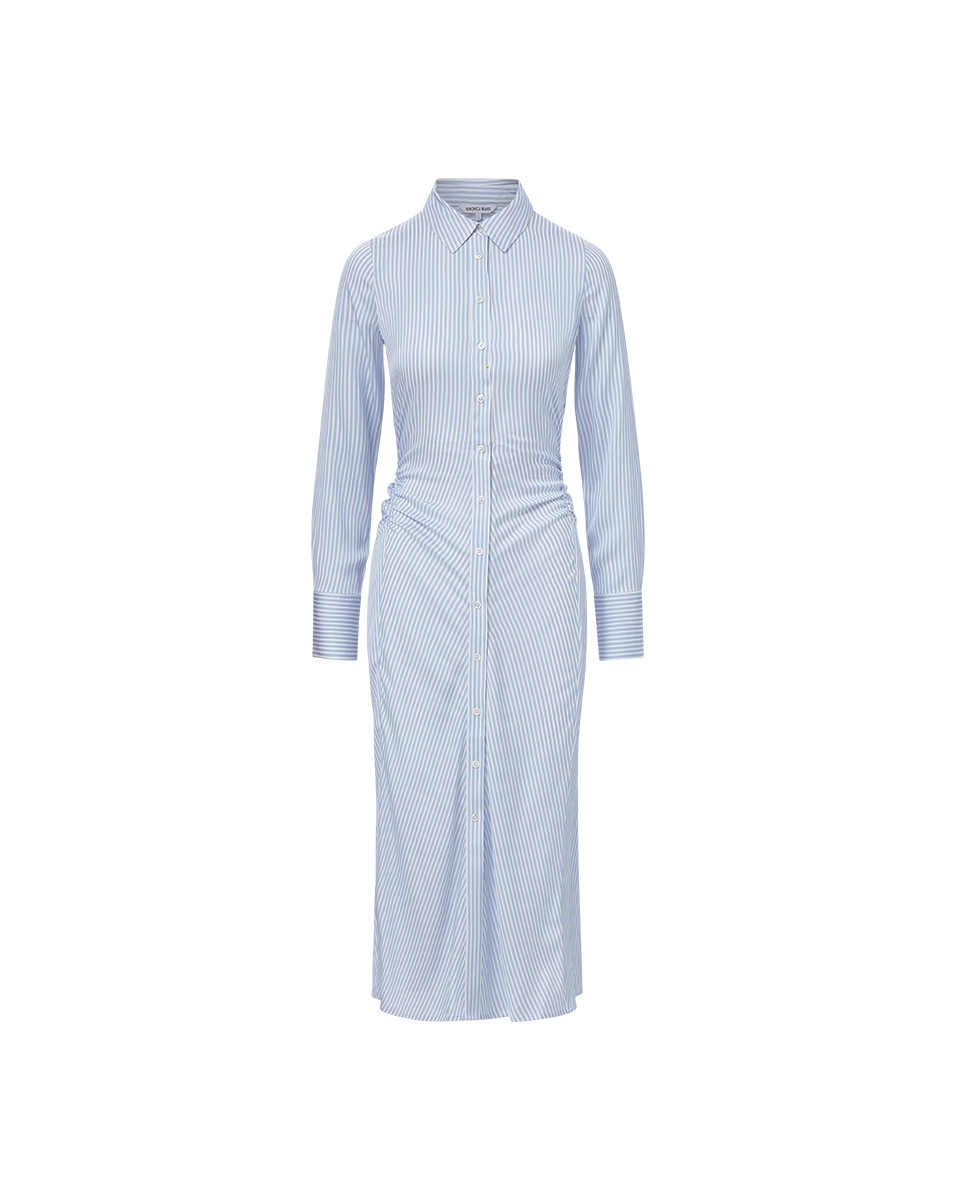 Silk Midi Shirtdress with Ruching & Side Drape | Lex Dress