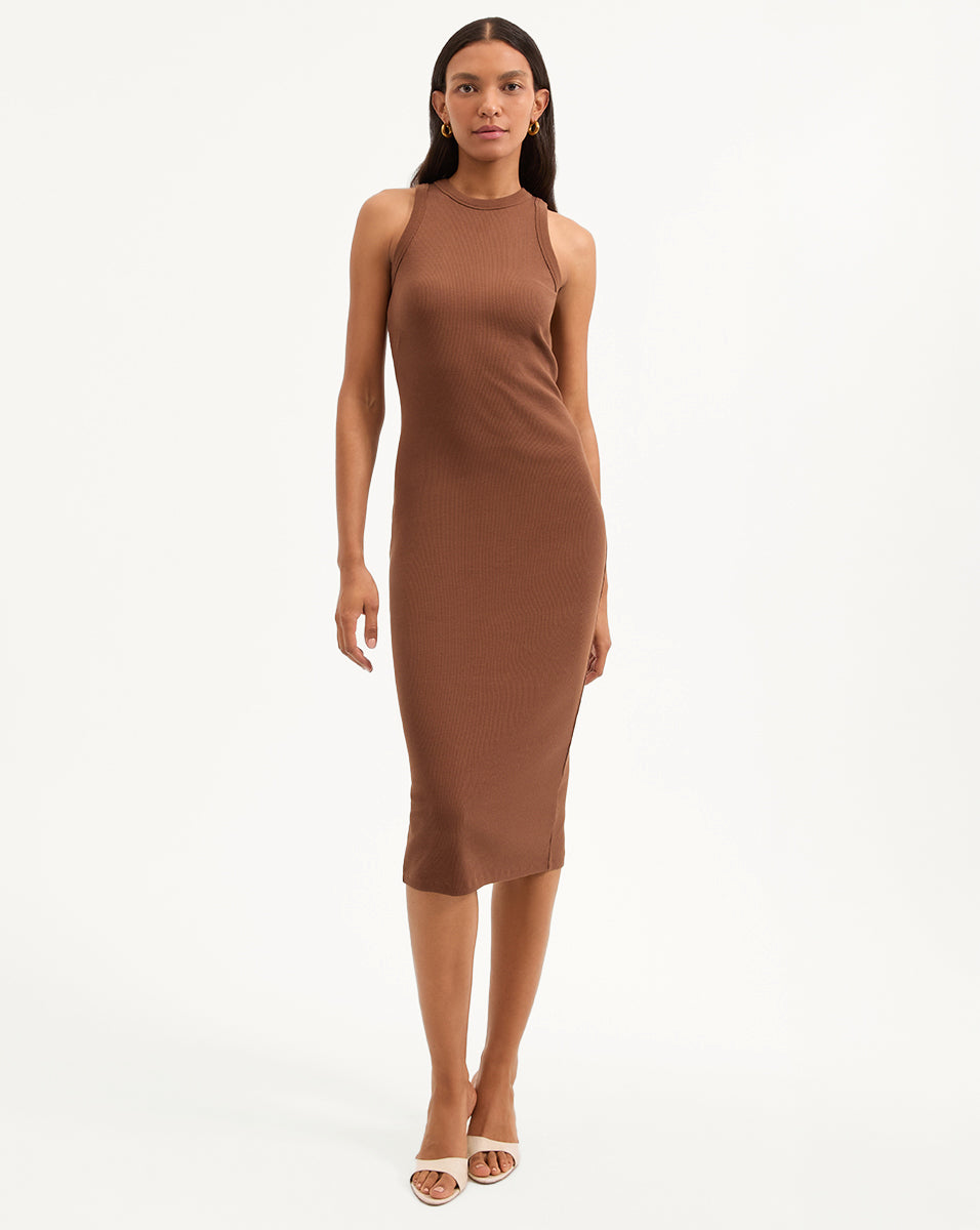 Ribbed Cotton Midi Dress with Racerback | Jordyn