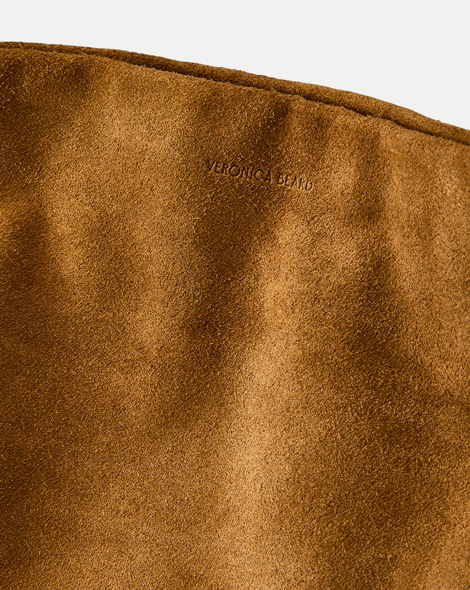 Soft Italian Suede Slouch Bag with Gold Chain Strap | Veronica Beard