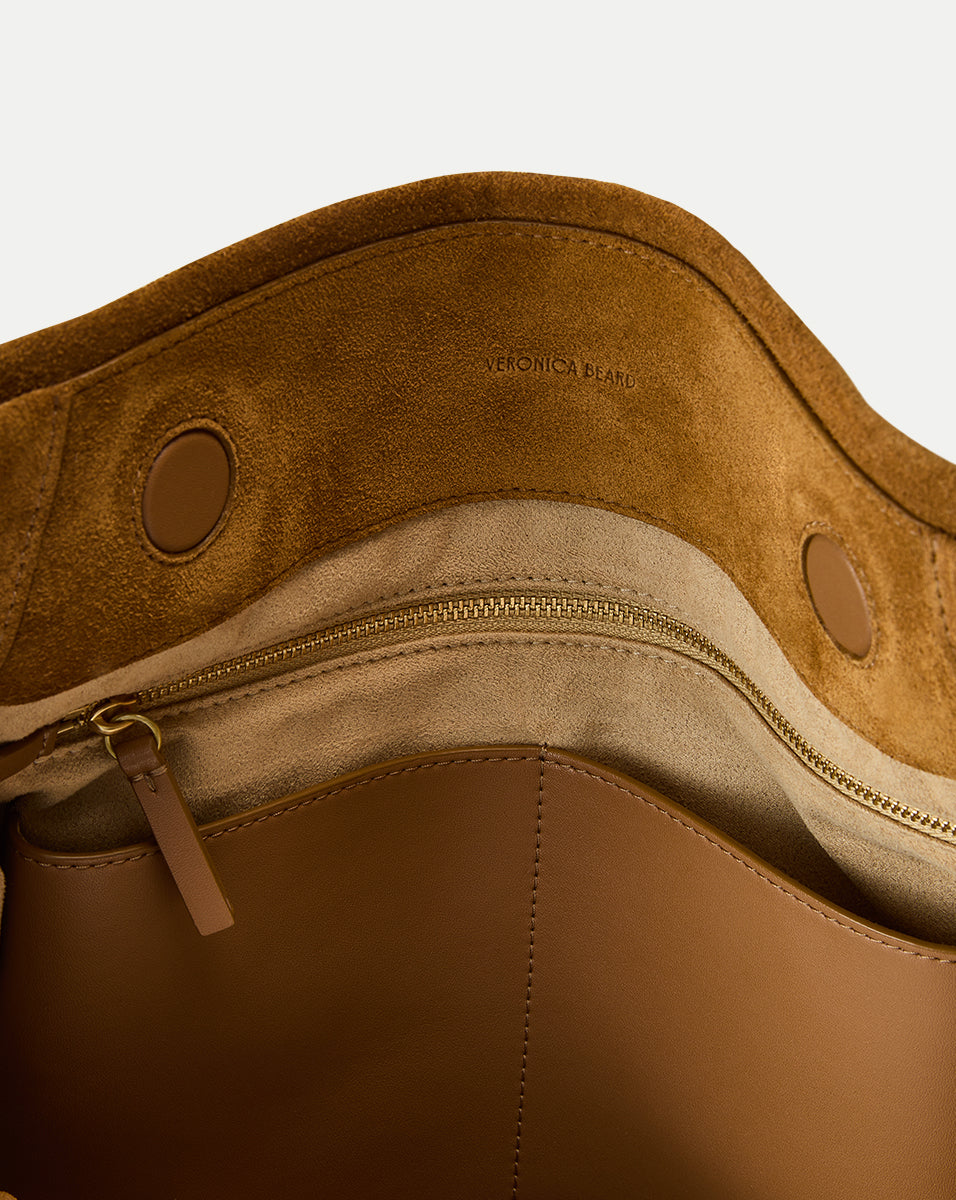 Soft Italian Suede Slouch Bag with Gold Chain Strap | Veronica Beard