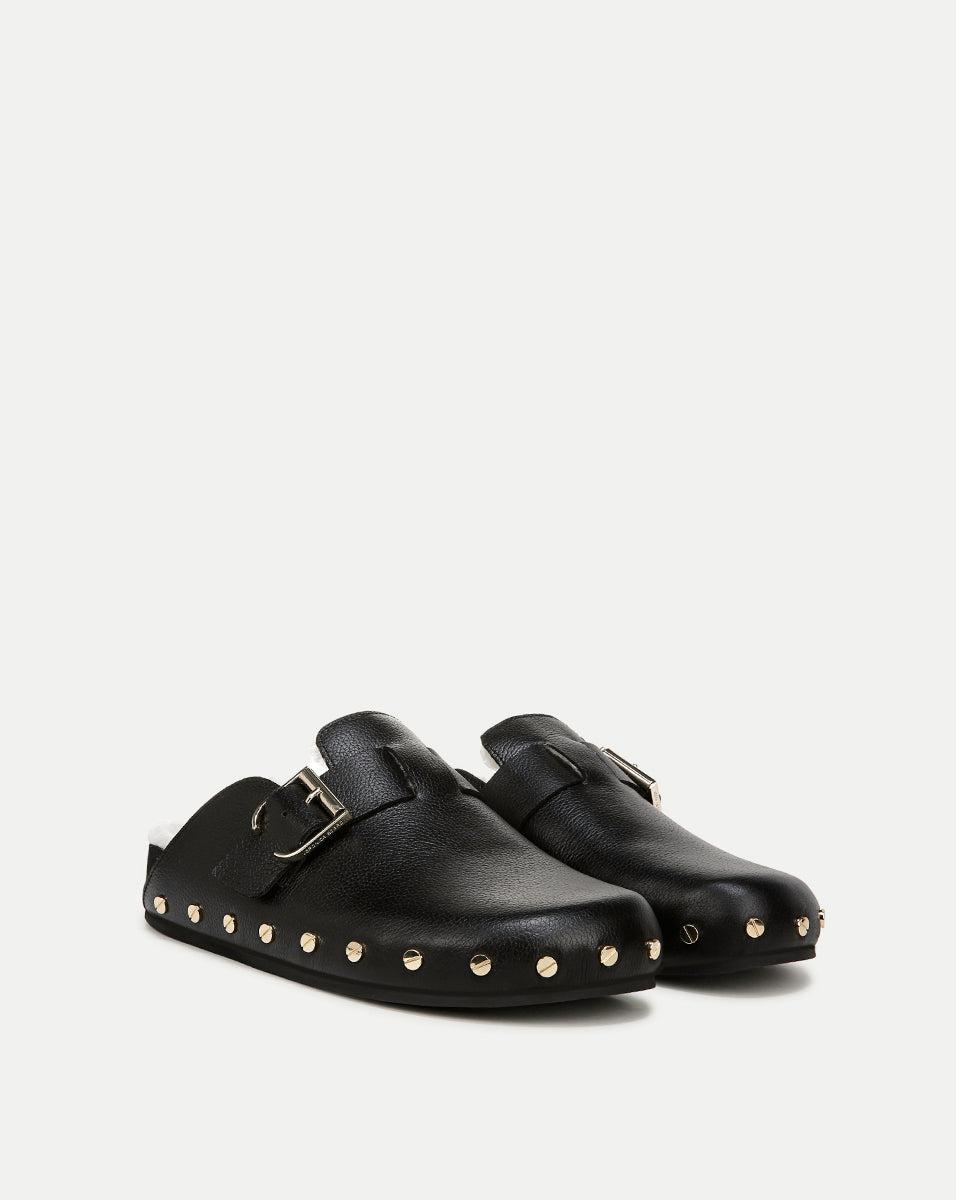 Shearling Clog Mule with Suede Exterior & Adjustable Buckle | Fern